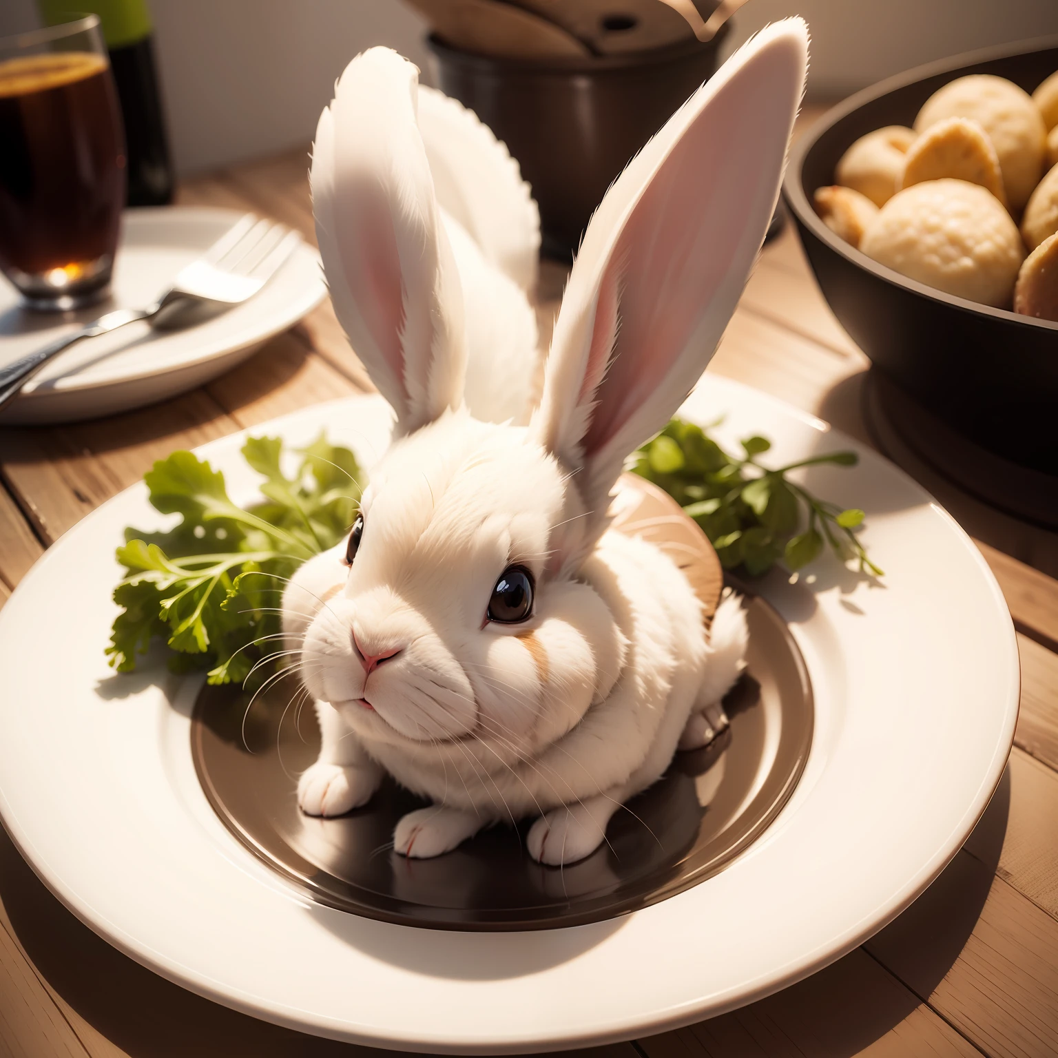 Rabbit head on a plate