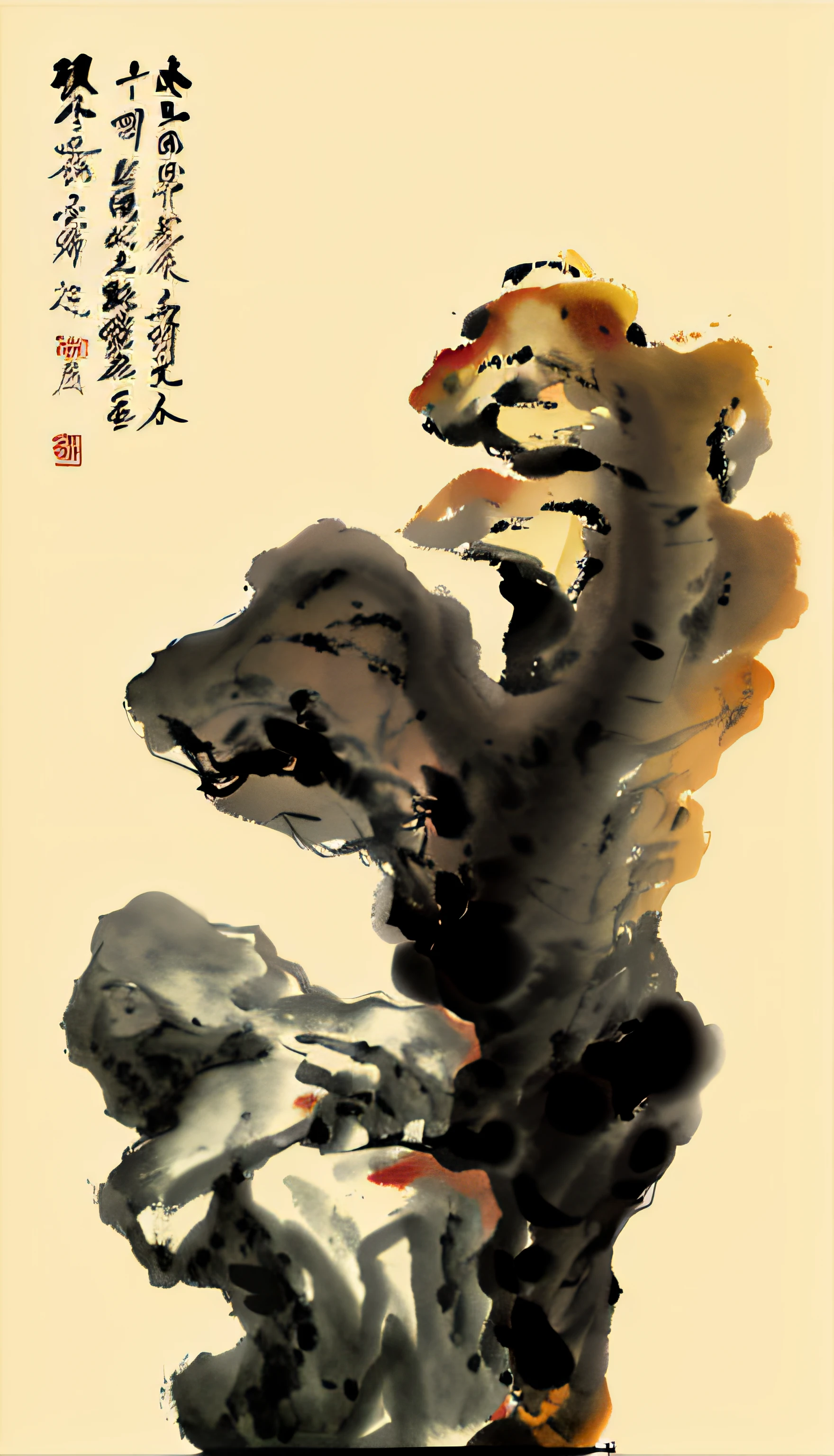 ink and watercolor painting,China ink painting,Brush strokes,Master masterpieces,Song dynasty ink painting,Stone strokes ,ink and watercolor painting