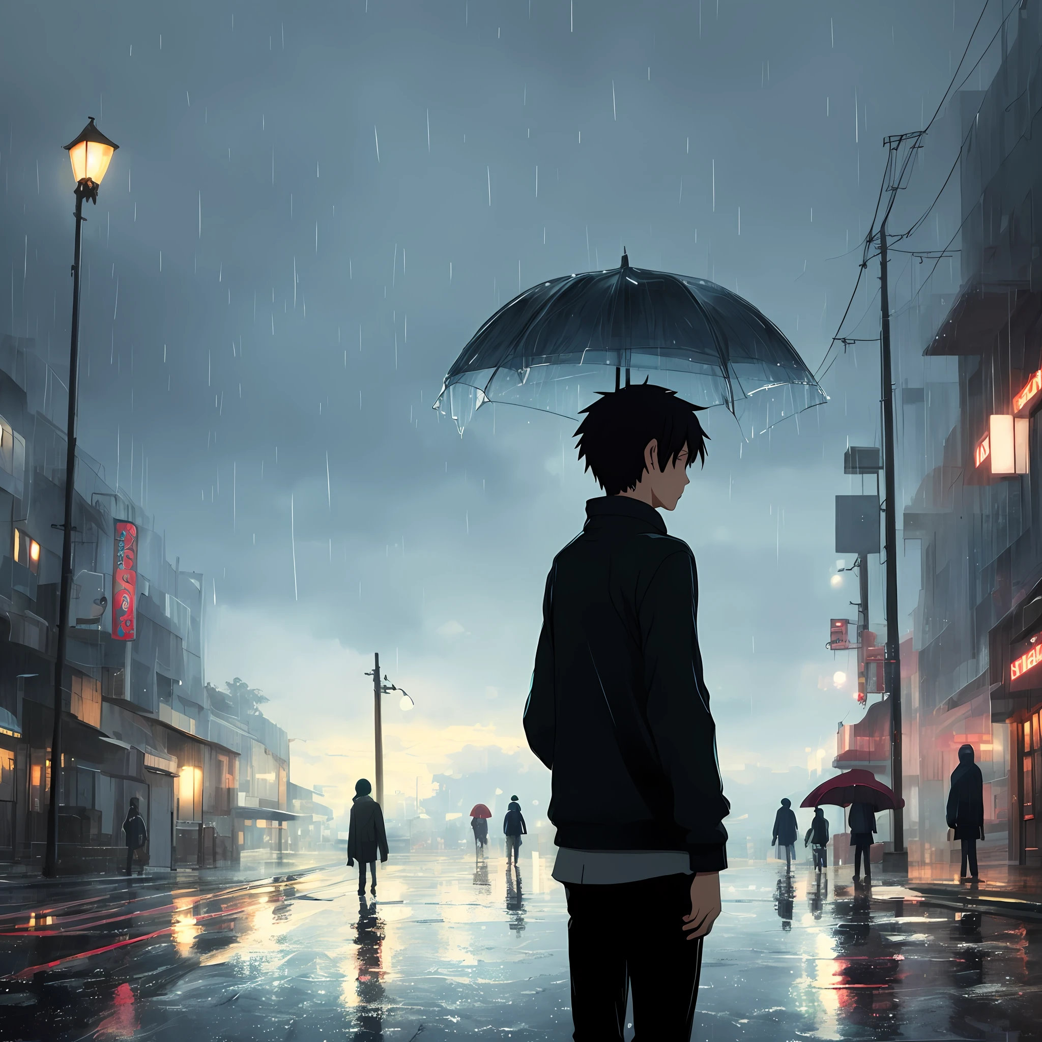 Rainy day boy vascular Makoto Shinkai