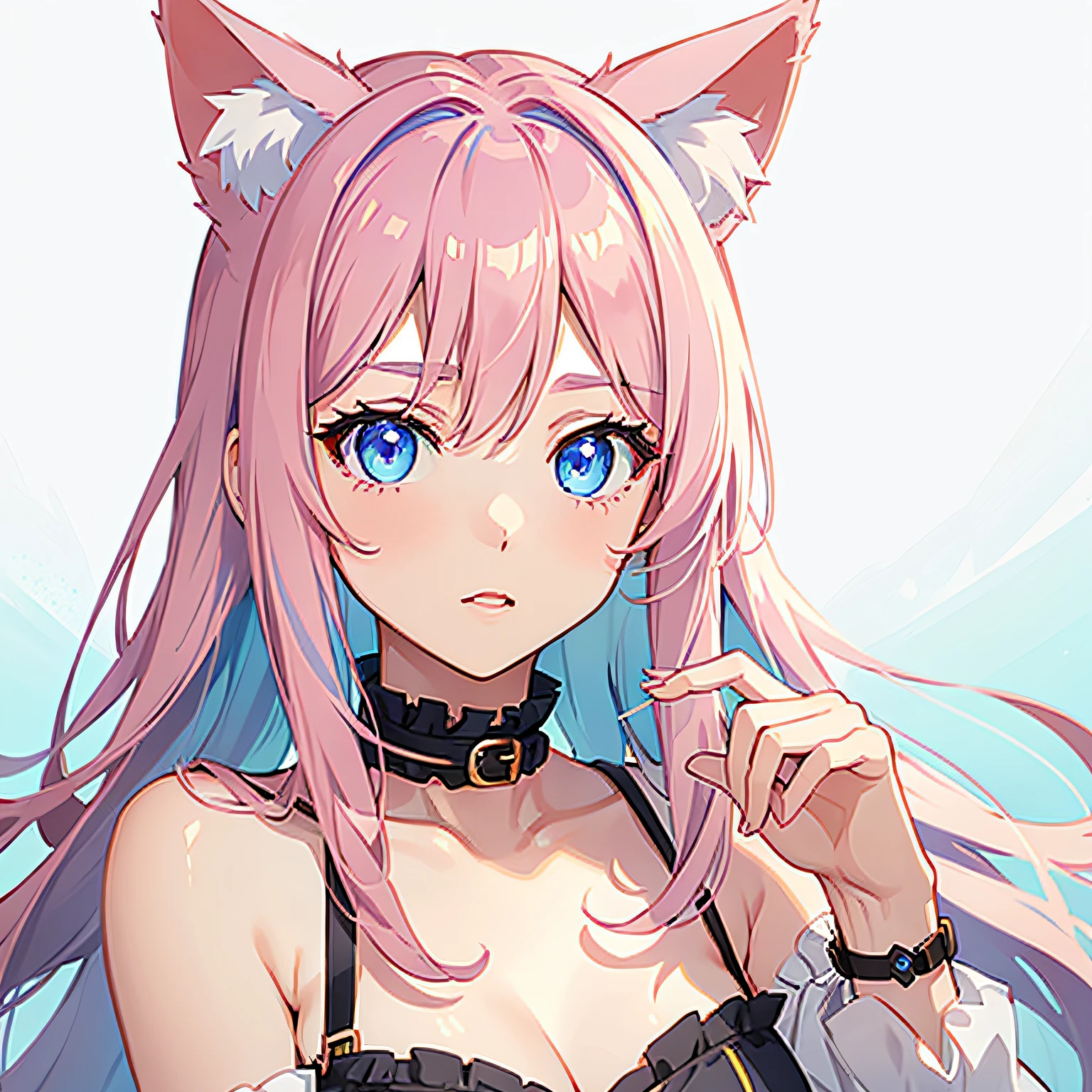 Cat Ear Girl Pink hair, blue eyes.