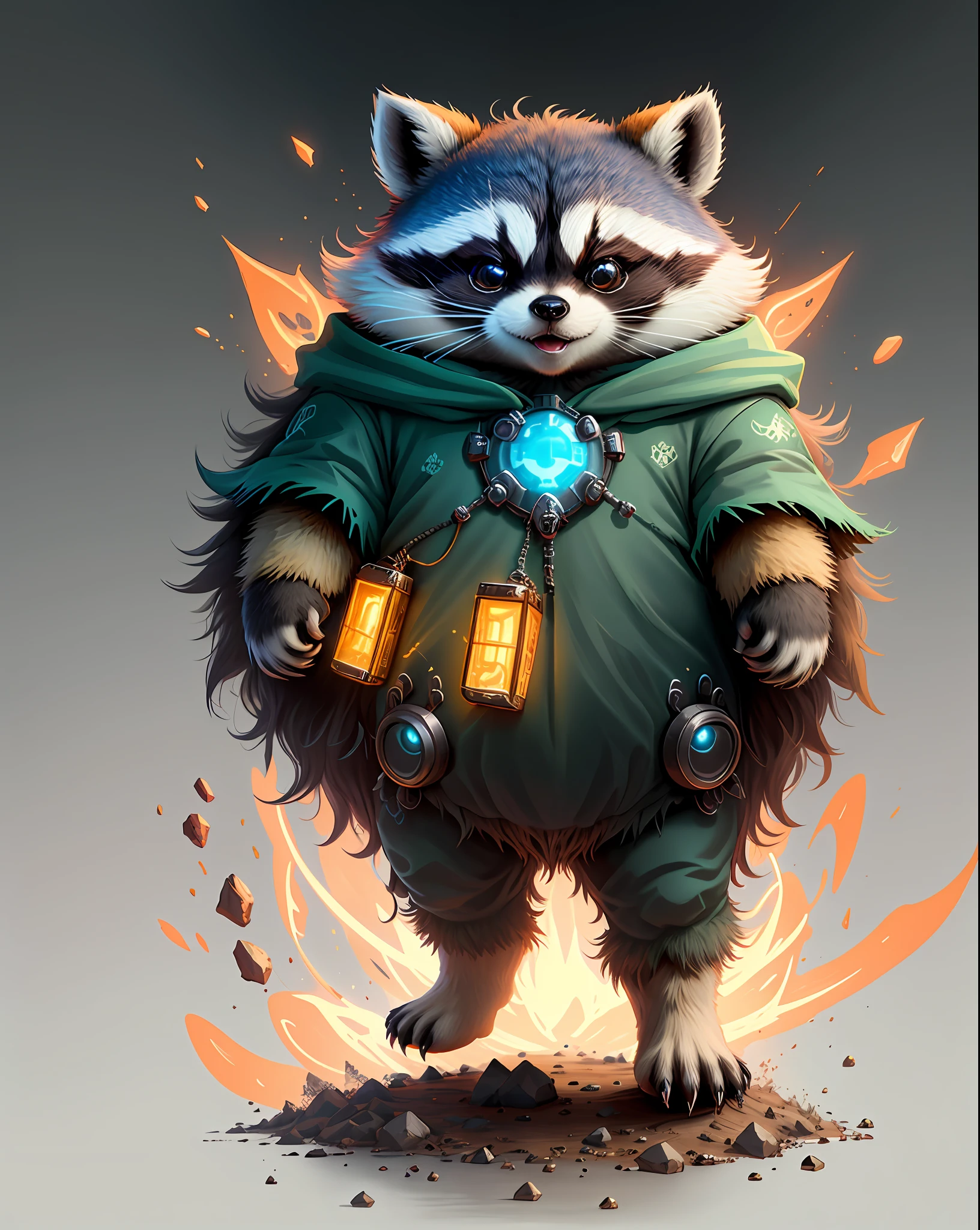 "Create cute creature masterpieces with inspired ultra-detailed concept art. Unleash your inner Cu73Cre4ture programmer with stable spreading power、Let your imagination come alive! ", (Zodiac raccoon）, high detailing, 8K