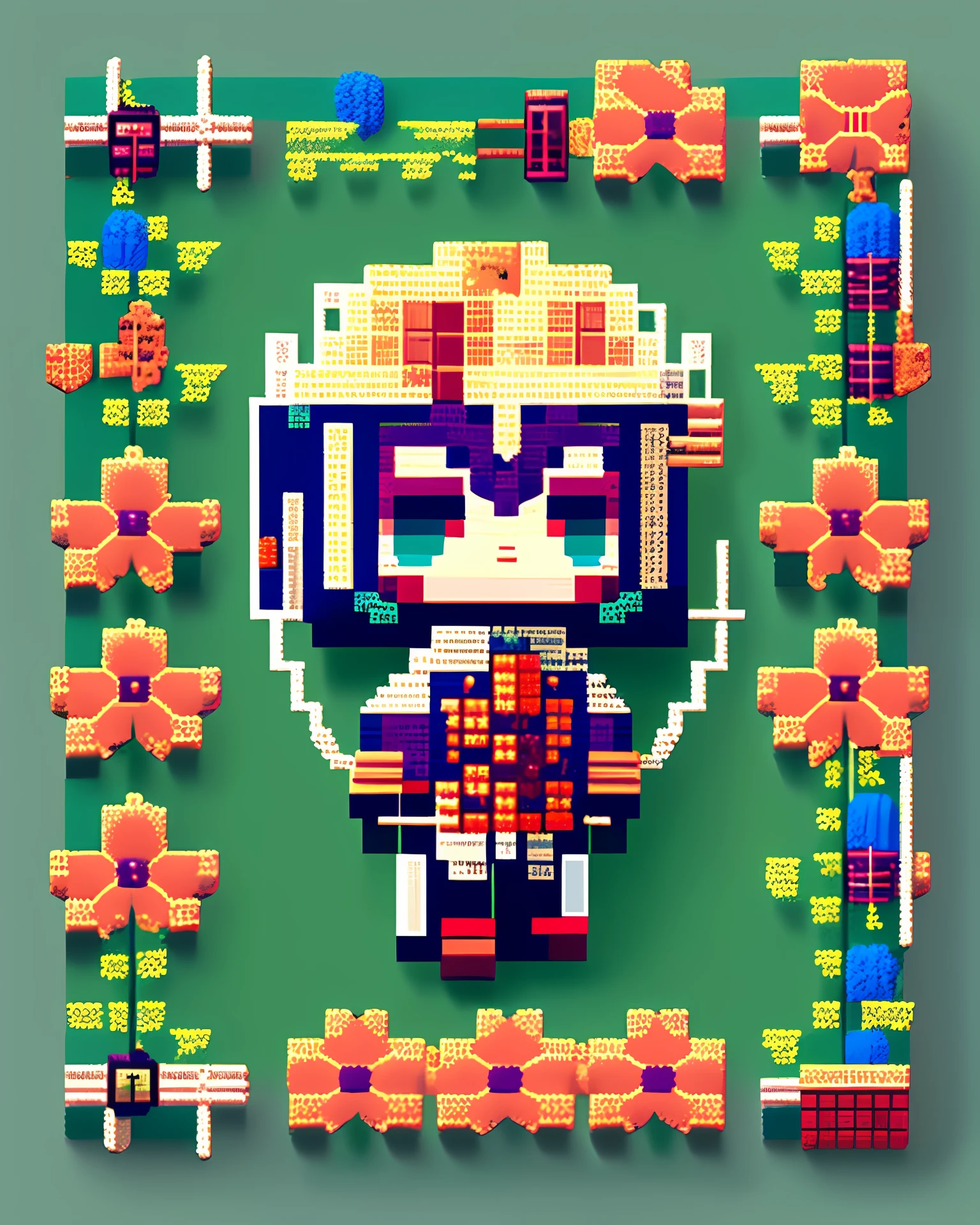 Espada magica, pixelart, with flowers in its design