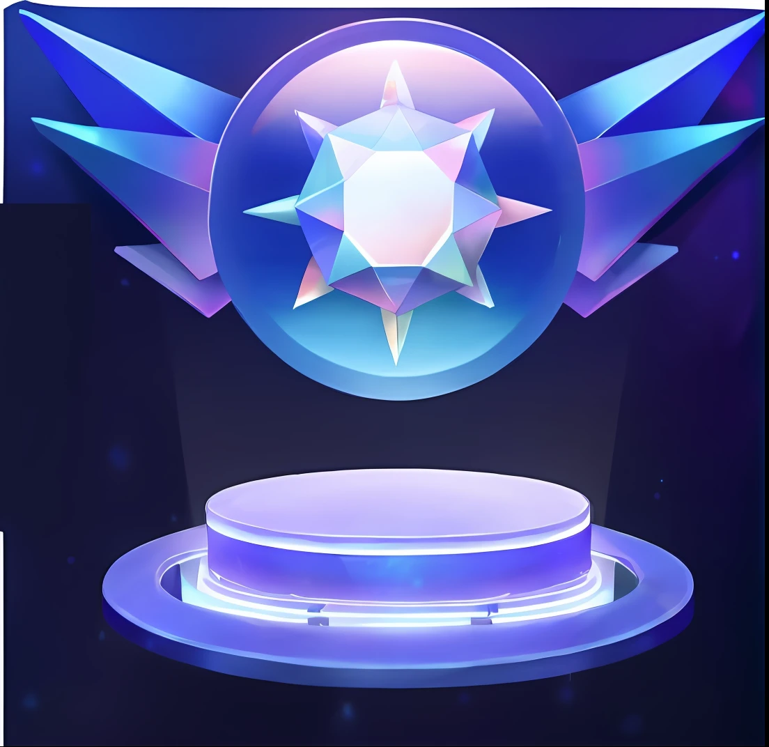 Close-up of the round podium,There is a star at the top, presenting magic gem, hologram center, infinite crystal ascent, ethereal hologram center, frost gem, 3 d icon for mobile game, holograph, crystal material, masterpeice, a hologram, crystall, hextech, crystal nodes, loot box, Huge hologram, Hologram, Holograms