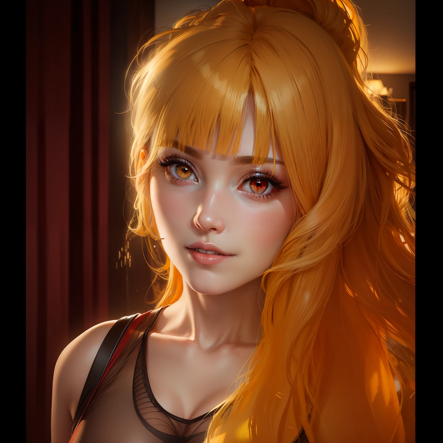 Red eyes,Erotic lingerie,Raised sexy,Charming,Yellow-haired
