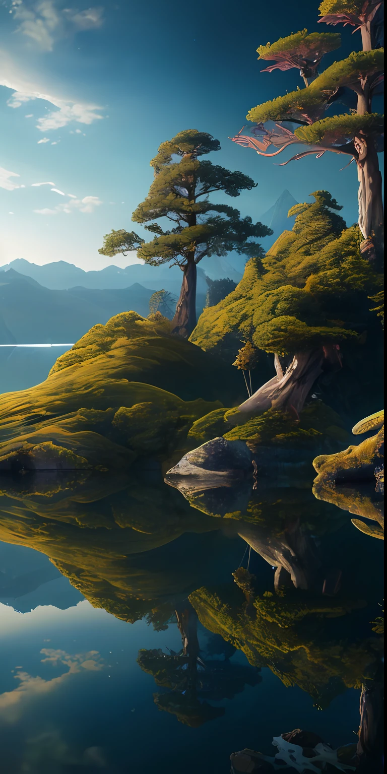 masterpiece, best quality, high quality, extremely detailed CG unity 8k wallpaper,landscape with Visual Weight ,A place with a very vast nature with big trees and lots of vegetation,fat,lovely,Lake Baikal,holly,PSX GRAPHICS,award winning photography, Bokeh, Depth of Field, HDR, bloom, Chromatic Aberration ,Photorealistic,extremely detailed, trending on artstation, trending on CGsociety, Intricate, High Detail, dramatic, art by midjourney