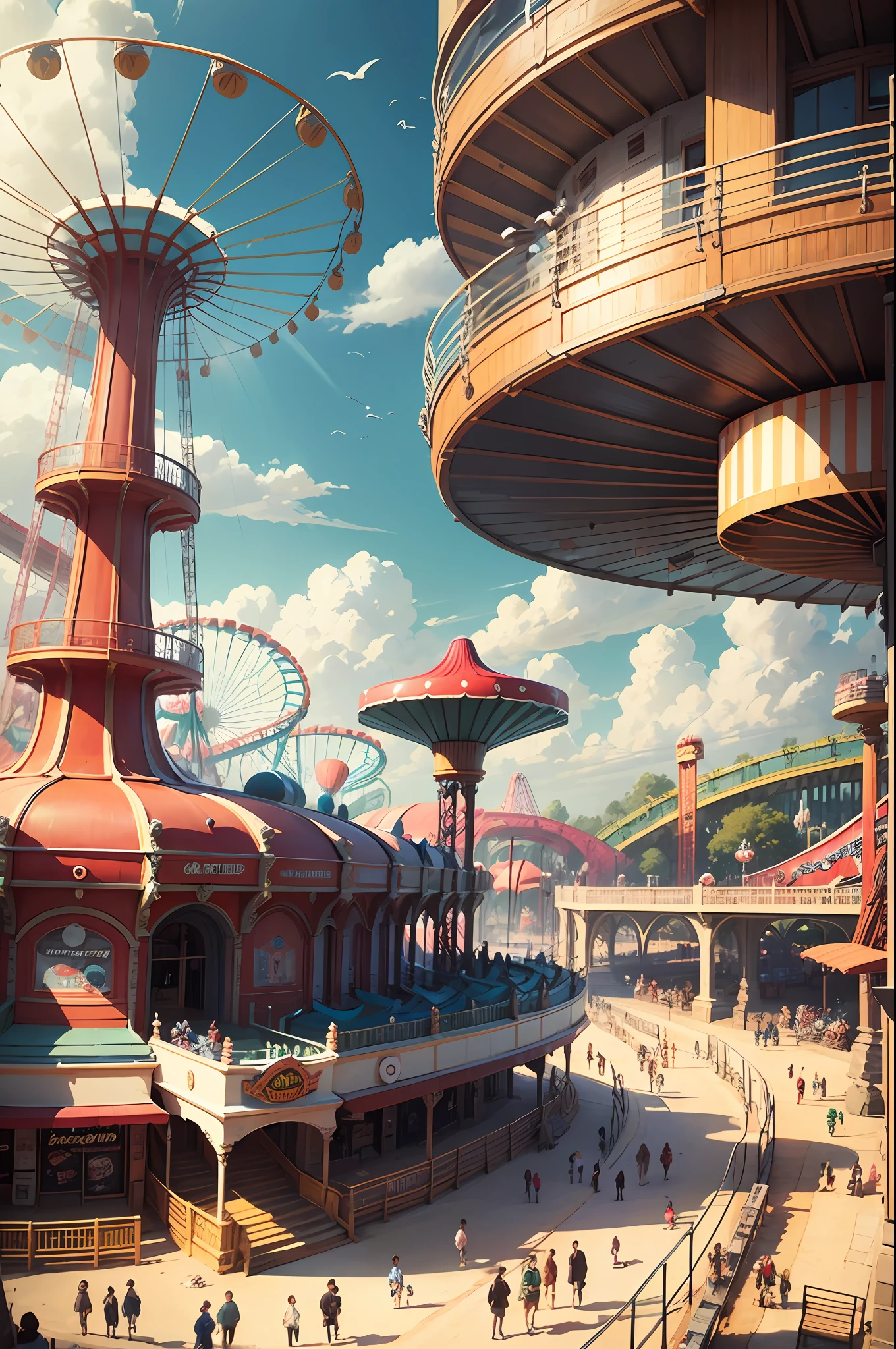 Amusement Park with giant toys, roda gigante, 2D, --auto --s2