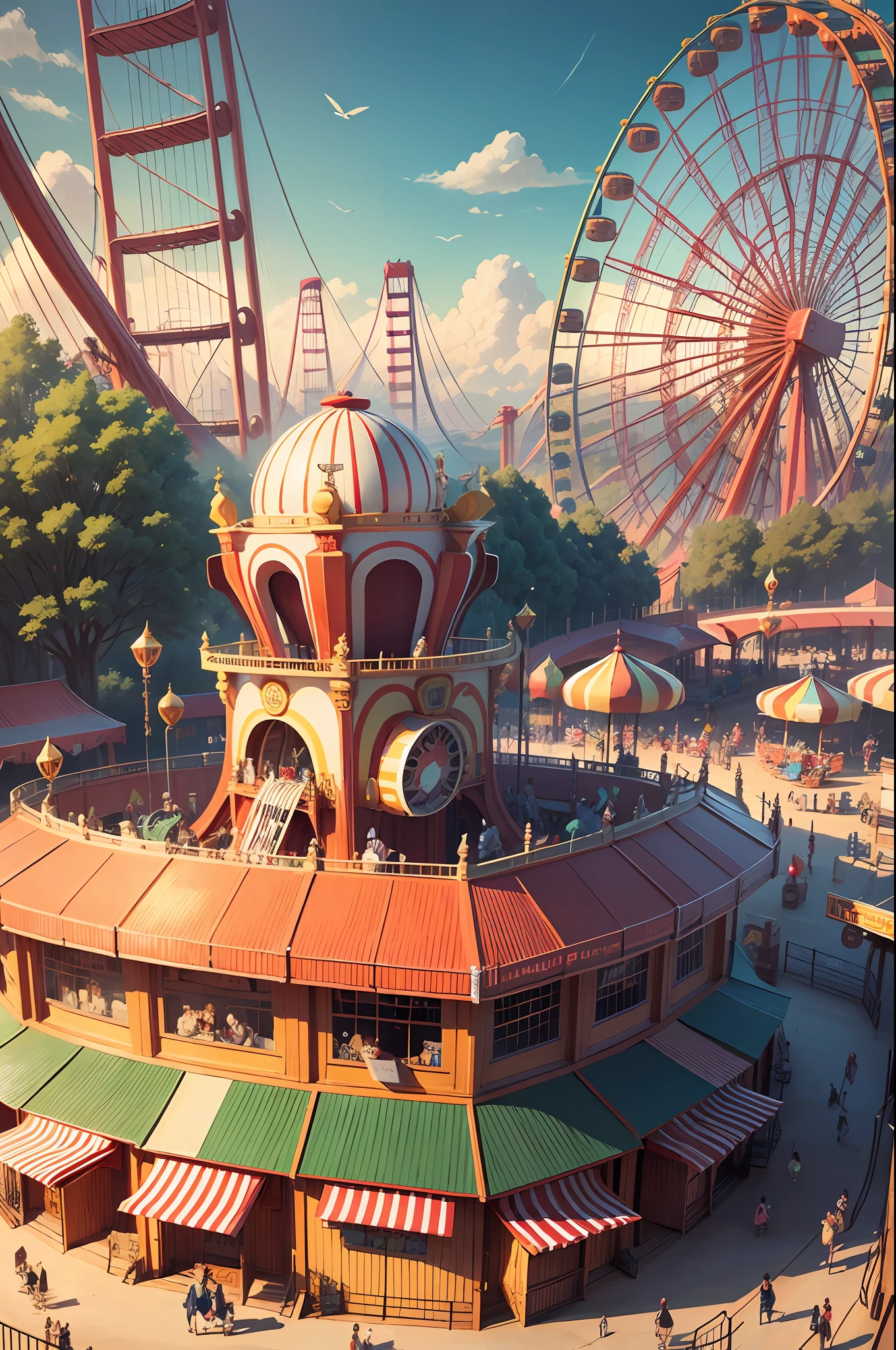 Amusement Park with giant toys, roda gigante, 2D, --auto --s2