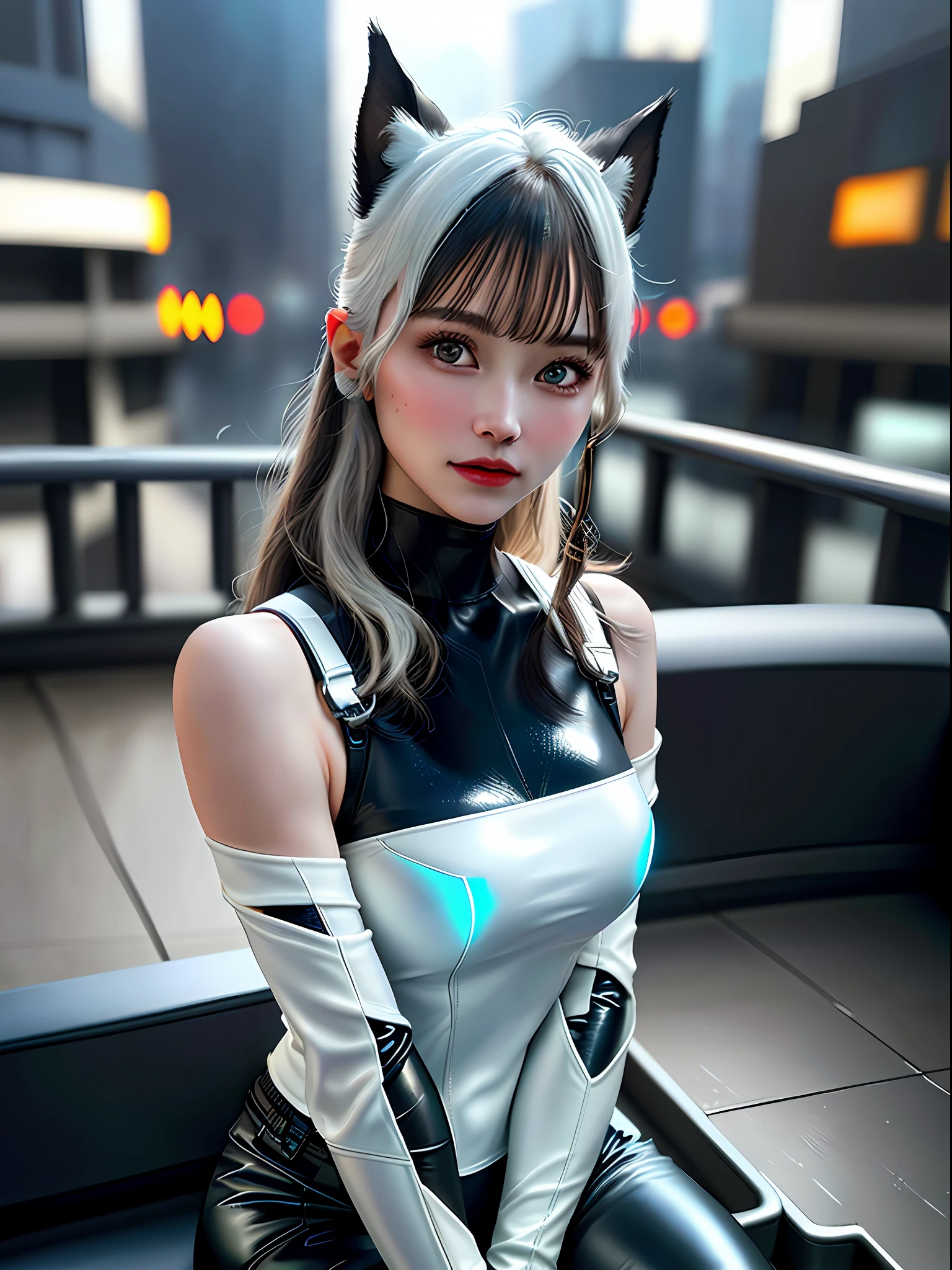 RAW, Masterpiece, Ultra Fine Photo,, Best Quality, Ultra High Resolution, Photorealistic, Sunlight, Full Body Portrait, Stunningly Beautiful,, Dynamic Poses, Delicate Face, Vibrant Eyes, (Side View) , she wears futuristic Batman costume, skinny leather pants, turtleneck top, off shoulders, Batman ears, sitting on a leather sofa, very detailed background, detailed face, detailed busy background, messy, gorgeous, Milky white, high detailed skin, realistic skin detail, visible pores, sharp focus, volumetric fog, 8k uhd, dslr, high quality, film grain, fair skin, photorealism, lomography, in a future dystopia sprawling metropolis, seen from below, translucent