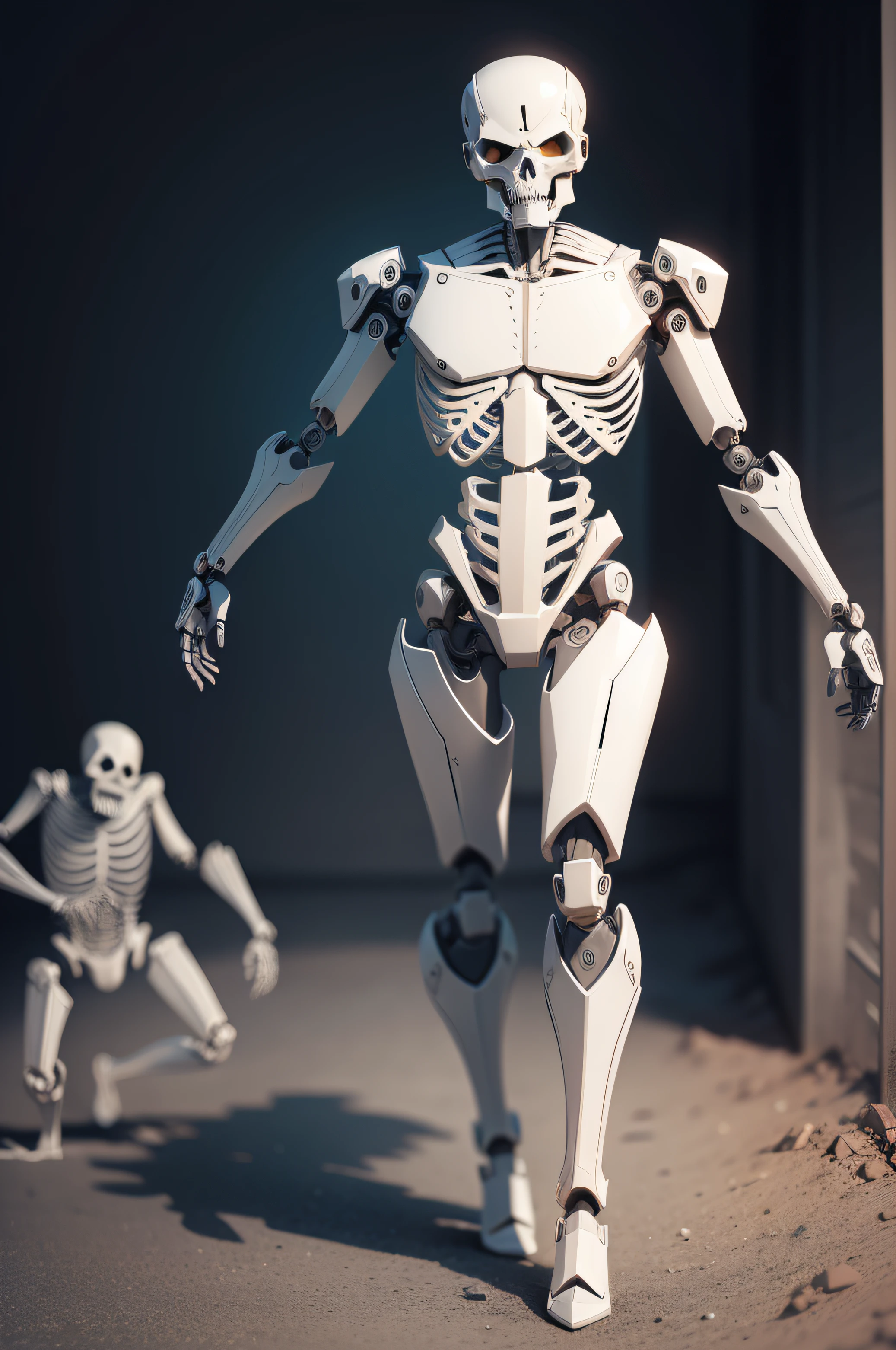 human body skeleton in robot version full body in comic drawing style