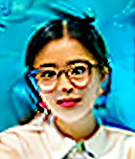 Arad woman looking at the camera with glasses and a white shirt, xision wu, jeremy cheung, zhelong xu, chengyou liu, xiaofan zhang, Zhang Wanting, Zhang Pengzhen, longque chen, gongbi, Lin Qifeng, Wang Qichao, mingchen shen, Li Zixin, yuxiang chen