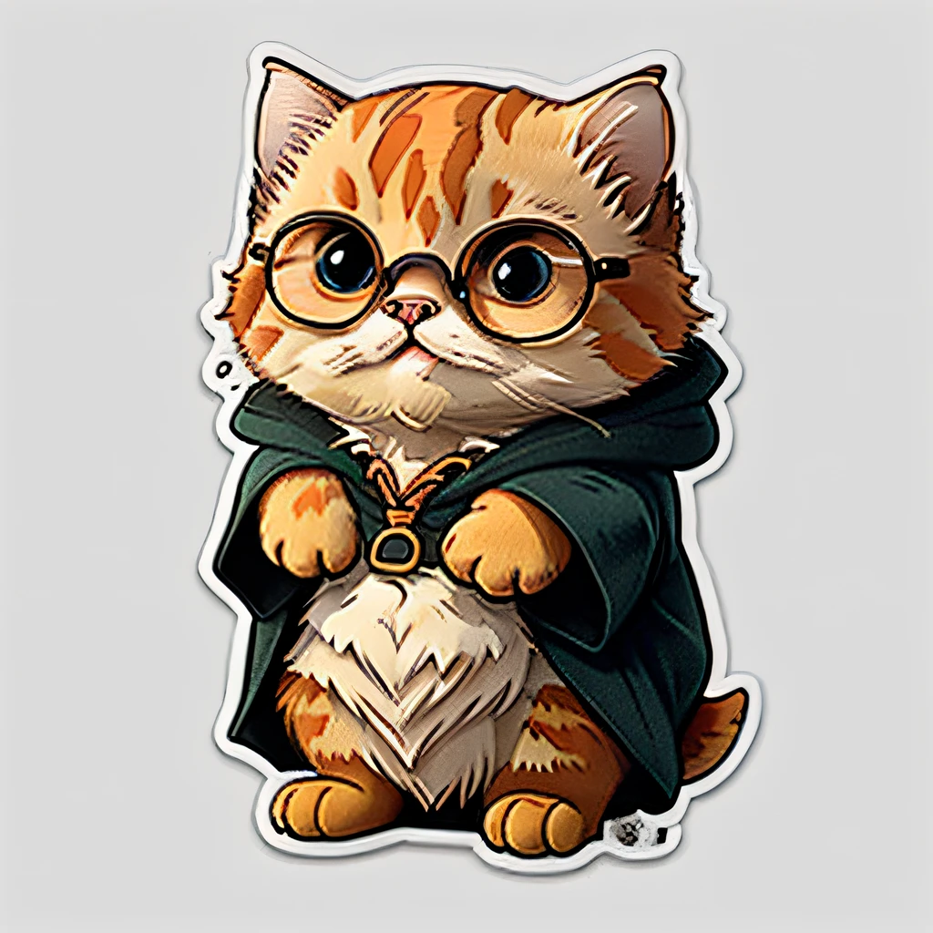 Chubby orange cat cosplay cute cartoon sticker for Harry Potter