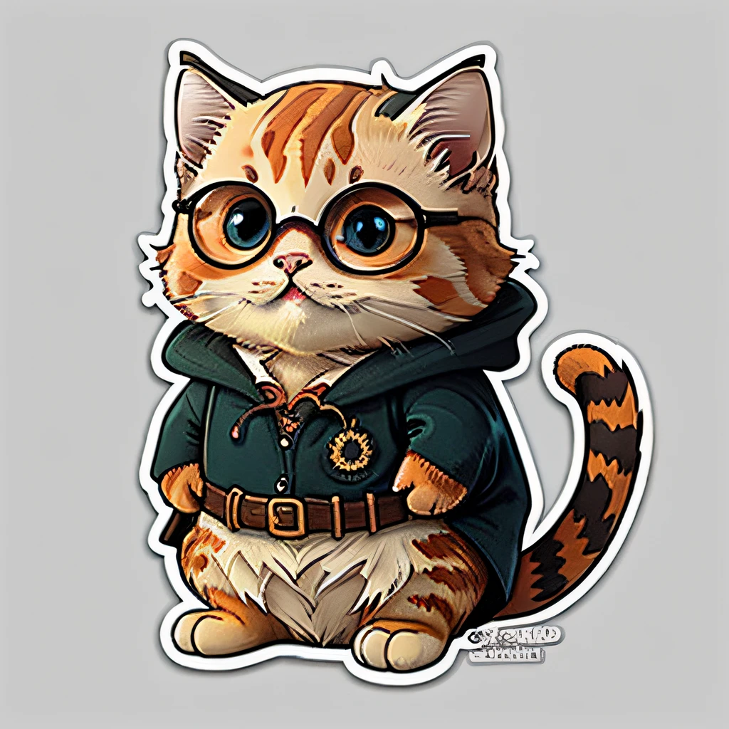 Chubby orange cat cosplay cute cartoon sticker for Harry Potter
