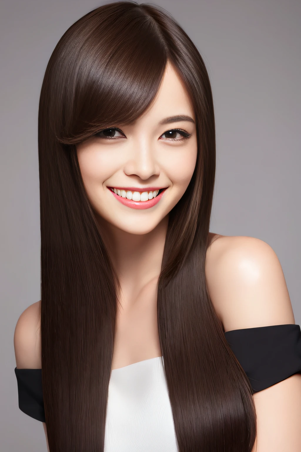 Beauty beauty with smooth hair a smile