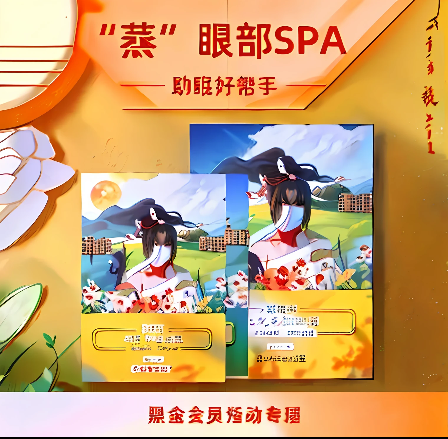 A close-up of a book,There is a picture of a woman in a field on it, Middle metaverse, Official product image, masks, Chiba Yuda, 中 国 鬼 节, product image, Wang Chen, inspired by Ma Yuanyu, facemask, Masking
