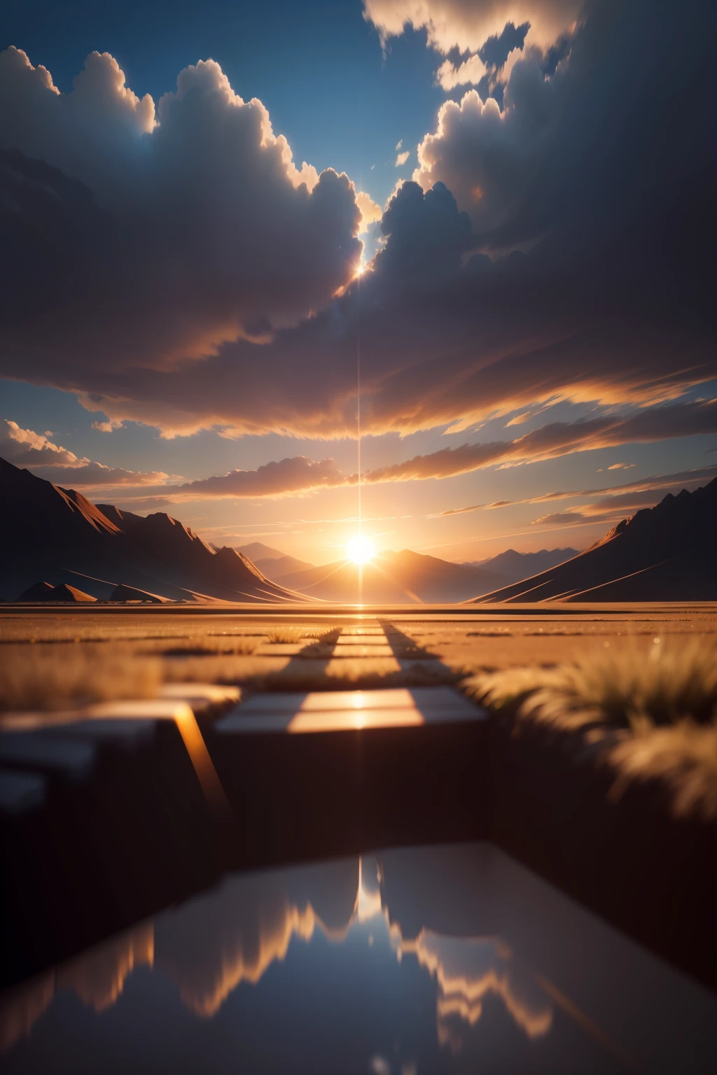 Scene in the sun,Light,Ground texture,photorealestic,hyper HD,Volumetriclighting,rich details,Surreal reflection mapping,sun in mid day