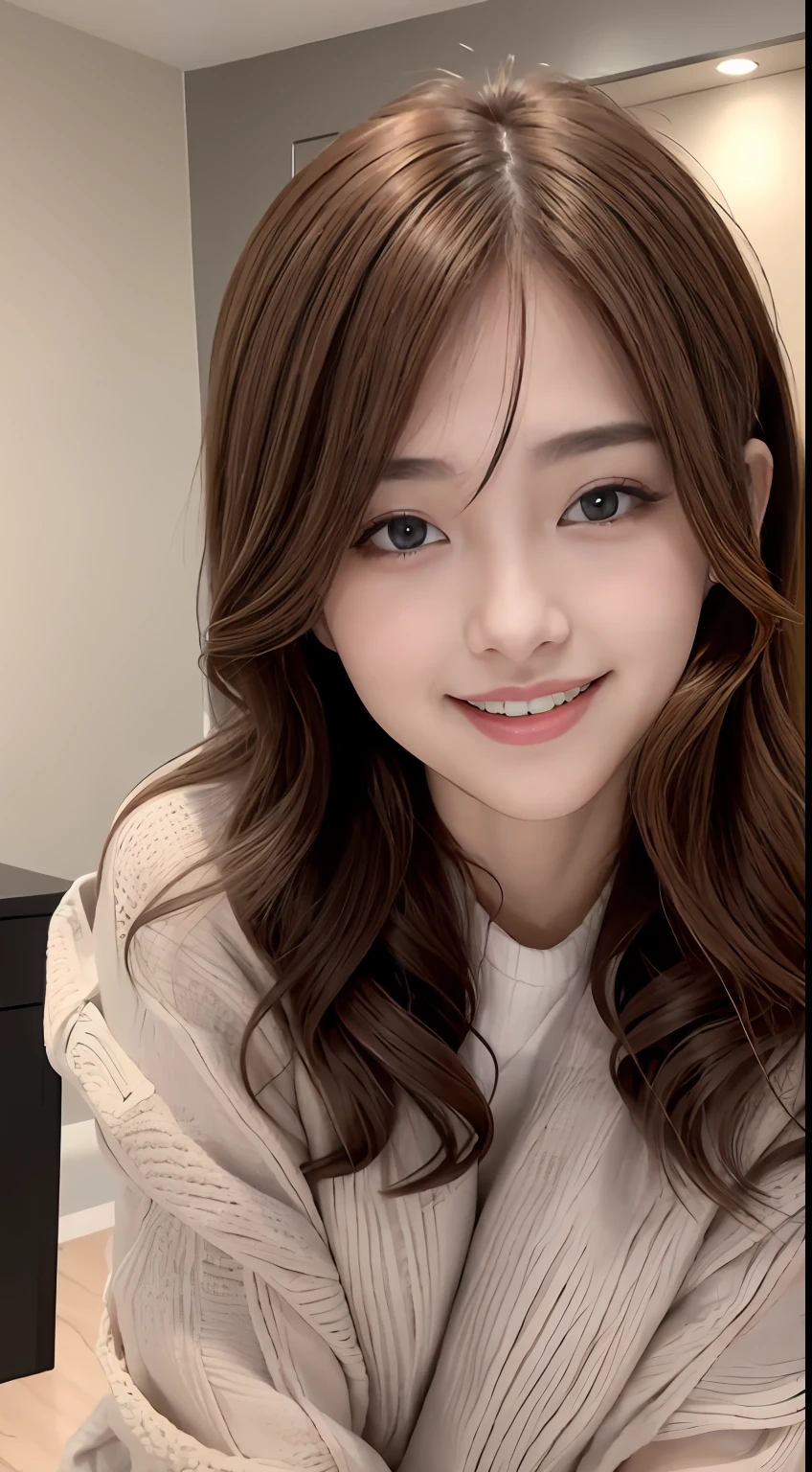 8K raw photos、Beautie:2.0、18year old、Korean Idol、cute little、slim figure、beautiful eyes finely detailed、Meet at the station、Perfect eye makeup、((A smile:1.6))、Beautiful and thin legs、(chestnut-colored hair)、Medium Hair、fluffy hair、parka、s lips、laugh、realisitic、a picture_\(Curly\)、独奏、(masterpiece)、Photorealsitic:1.9、dynamic ungle、(Photorealsitic:1.3)、ultra-detailliert、(high detal)The skin:1.2)、(top-quality:1.0)、(超A high resolution:1.0)、(Orchan-6500:0.3)、Wavy detailed hair、length hair、rays of sunshine、(Beautiful detailed makeup)、(sexual excitement、red blush、Rough breathing:1.0) )、