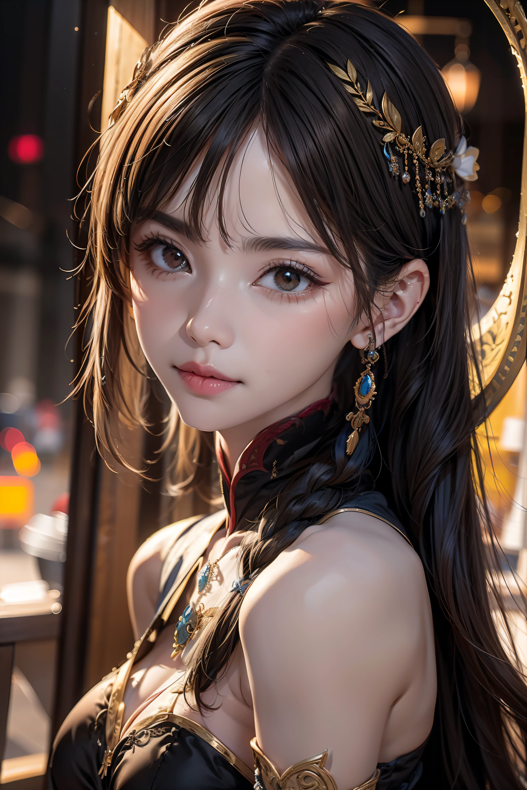 Fu Xuan,(Exquisite illustrations:1.4),(tmasterpiece:1.0), (best qualtiy:1.4), (超高分辨率:1.2), (realisticlying:1.4), (8K, RAW photos:1.2), (soft focus:1.4), (18yr old:1.3), (Sharp focus:1.4), Beautiful face with details