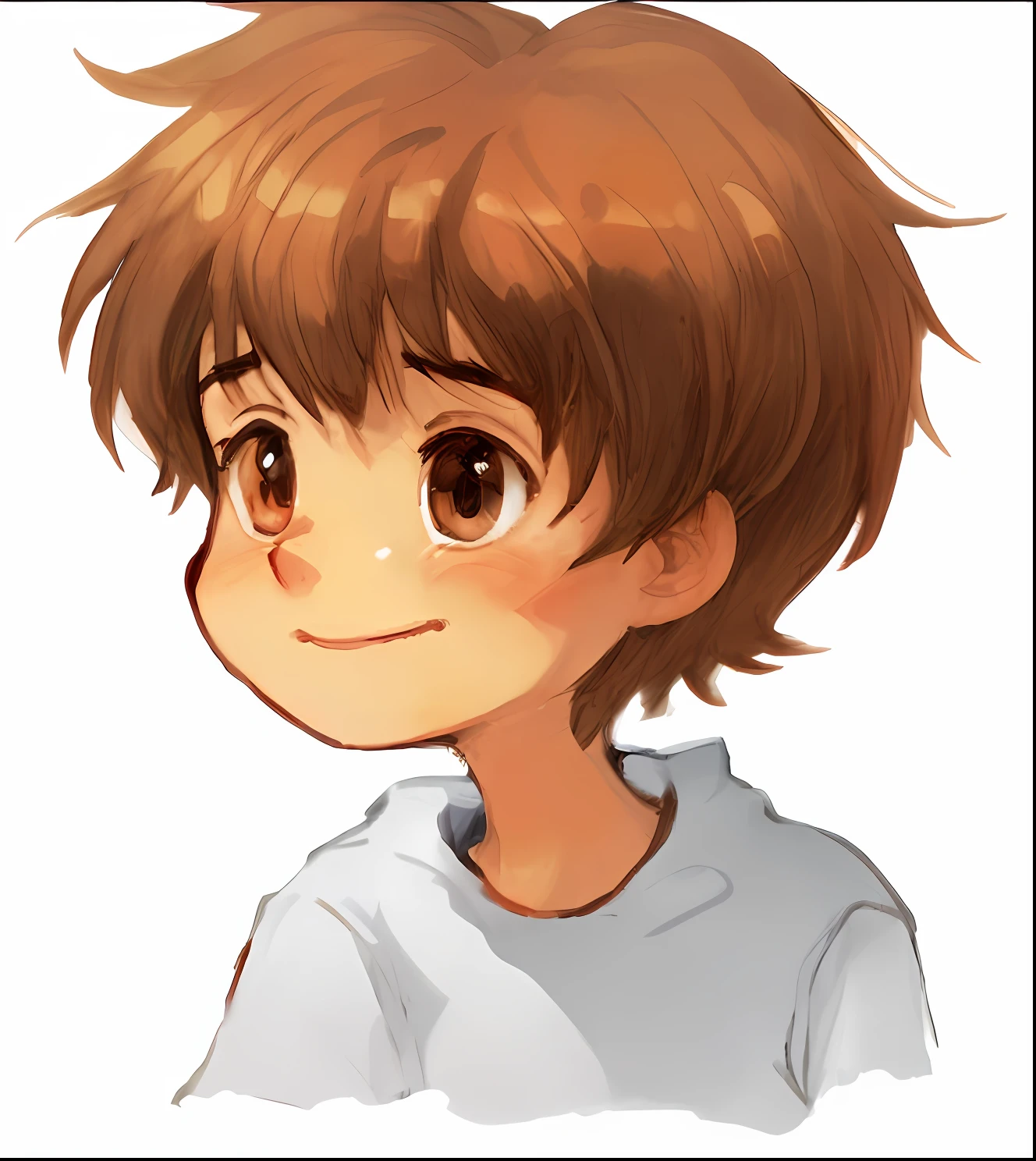 Cartoon boy with brown hair and white shirt, Makoto, Anime Boy, lain iwakura, shinkai makoto, made with anime painter studio, anime moe art style, chihiro! fujisaki, makoto shinka, clean detailed anime style, painted in anime painter studio,I'm sad and crying