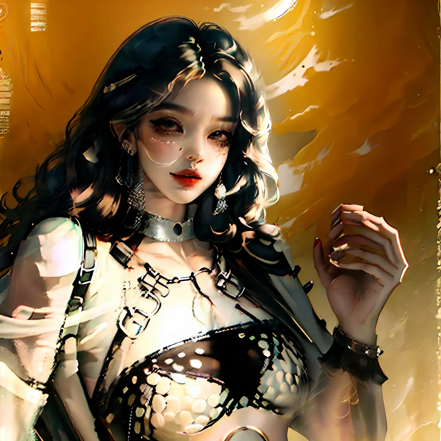 black hair, super detailgirl, breasts out, Surrealism, 8k --auto