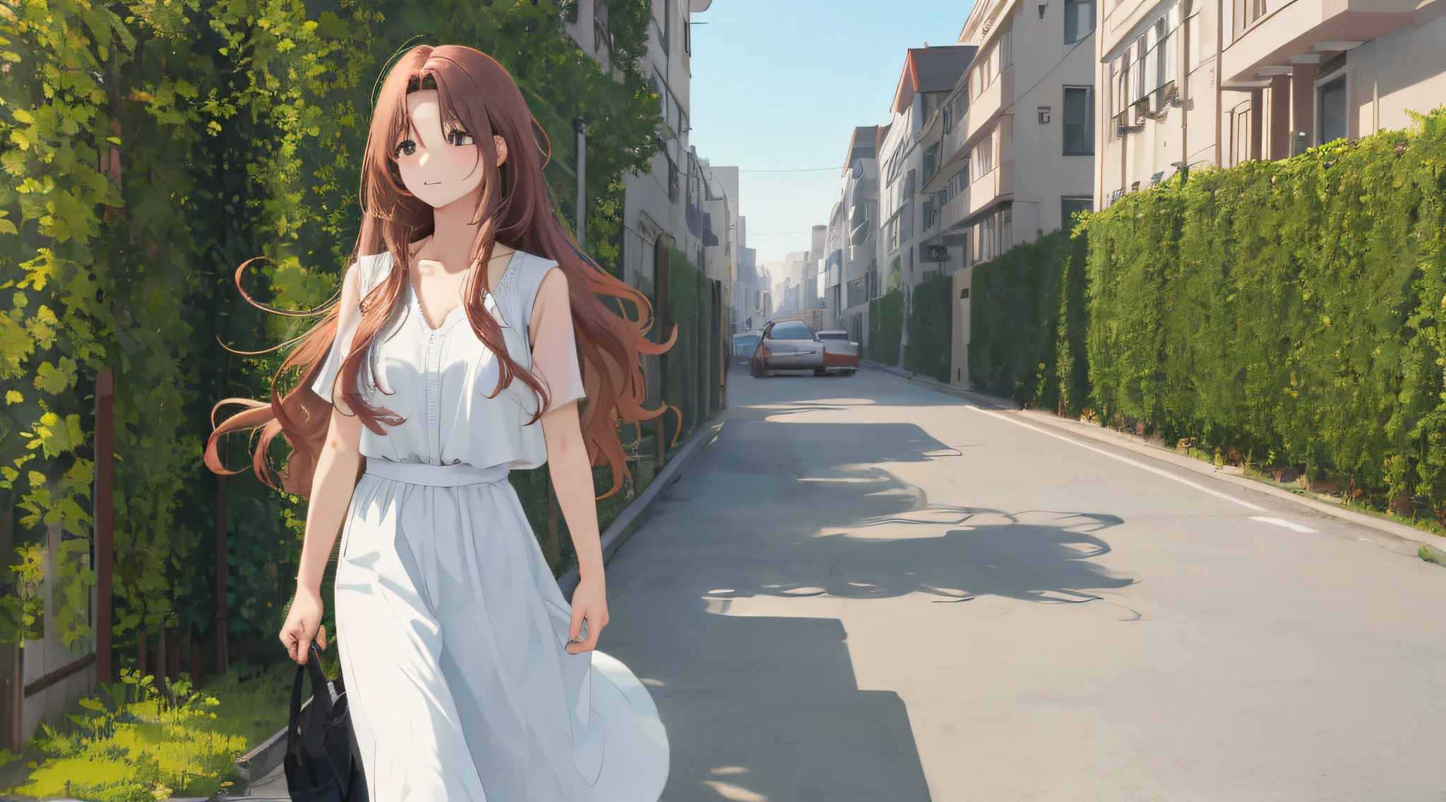 masterpiece, best quality, watch audience, long hair, outdoor, (wavy hair:0.7)
