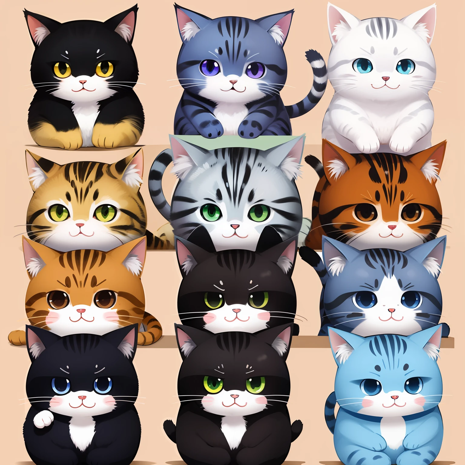 Cat character、a sticker、Various expressions