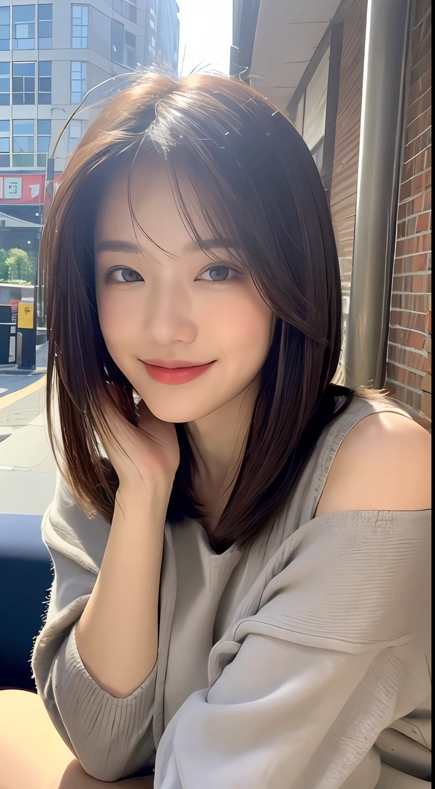 ((Best Quality, 8k, Masterpiece: 1.3)), Focus: 1.2, Perfect Body Beauty: 1.4, Buttocks: 1.2, ((Layered Haircut, Breasts: 1.2)), (Rain, Street: 1.3), Highly detailed face and skin texture, Fine eyes, Double eyelids, Whitened skin, Long hair, (Shut up: 1.3), smile, on the sofa