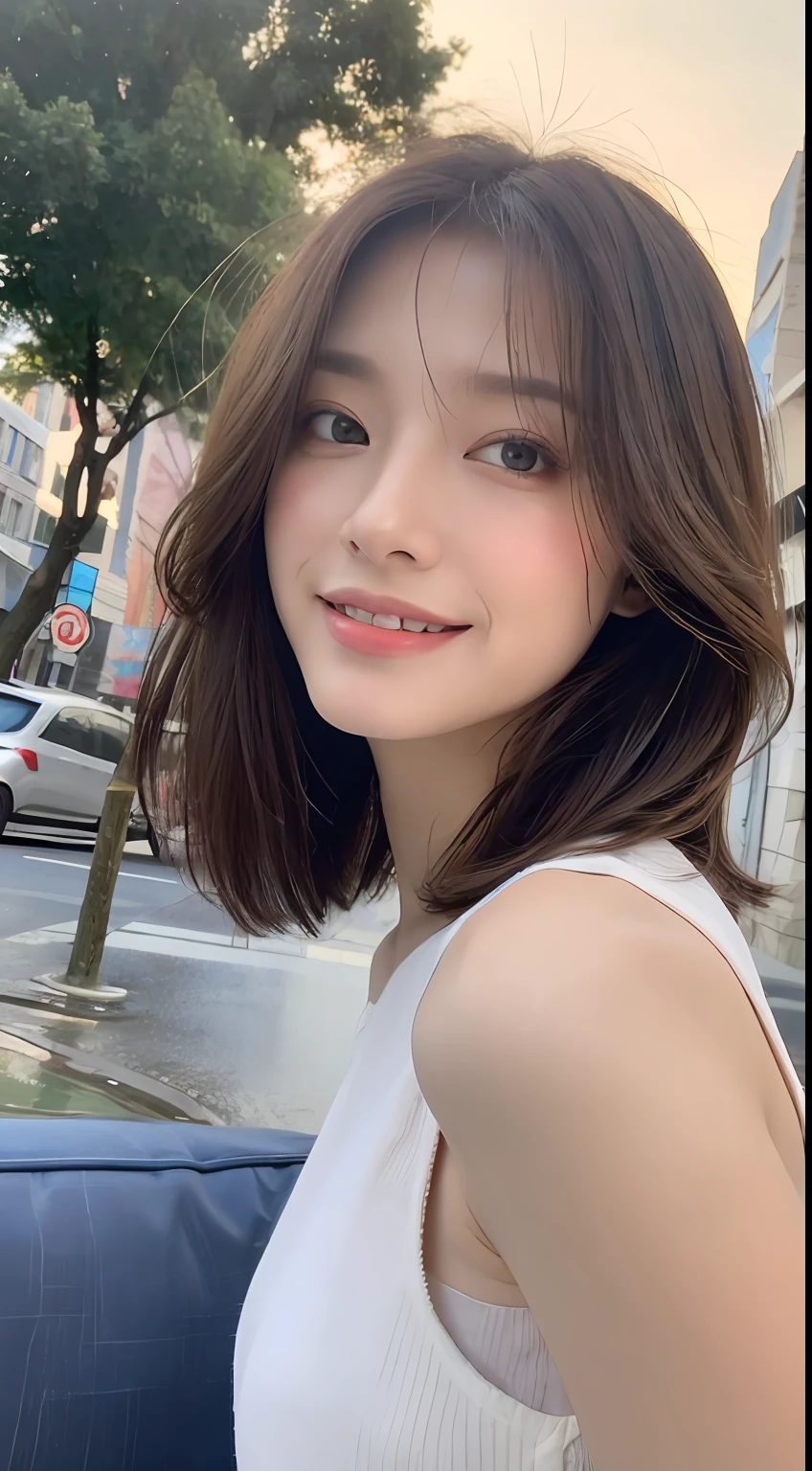 ((Best Quality, 8k, Masterpiece: 1.3)), Focus: 1.2, Perfect Body Beauty: 1.4, Buttocks: 1.2, ((Layered Haircut, Breasts: 1.2)), (Rain, Street: 1.3), Highly detailed face and skin texture, Fine eyes, Double eyelids, Whitened skin, Long hair, (Shut up: 1.3), smile, on the sofa