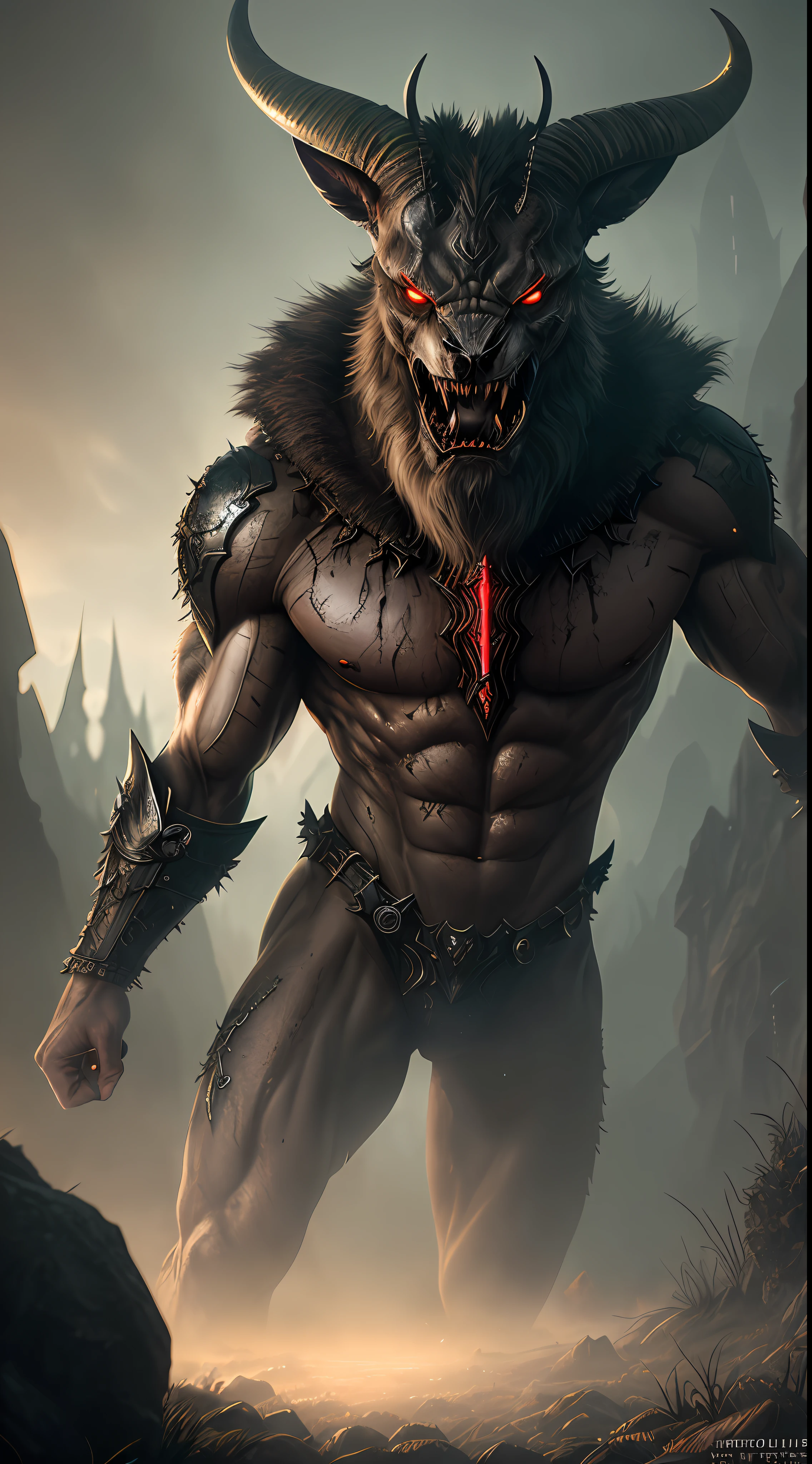 art, minotaur gutting the victim, Greek mythology, monster, muscle, (stone walls covered with moss), madness
animal grin,
trending on ArtStation, trending on CGSociety, Intricate, High Detail, Sharp focus, dramatic, photorealistic painting art by midjourney and greg rutkowski, bokeh on background
(skin texture), intricately detailed, fine details, hyperdetailed, raytracing, subsurface scattering, diffused soft lighting, shallow depth of field, by (Oliver Wetter)
muted colors, film grainy, lut, insane details, intricate details, hyperdetailed, twilight
((cartoon style)), mystical, elegant, ((domineering look)), danger, (fear and horror), mordor, creepy, darkest terror background,