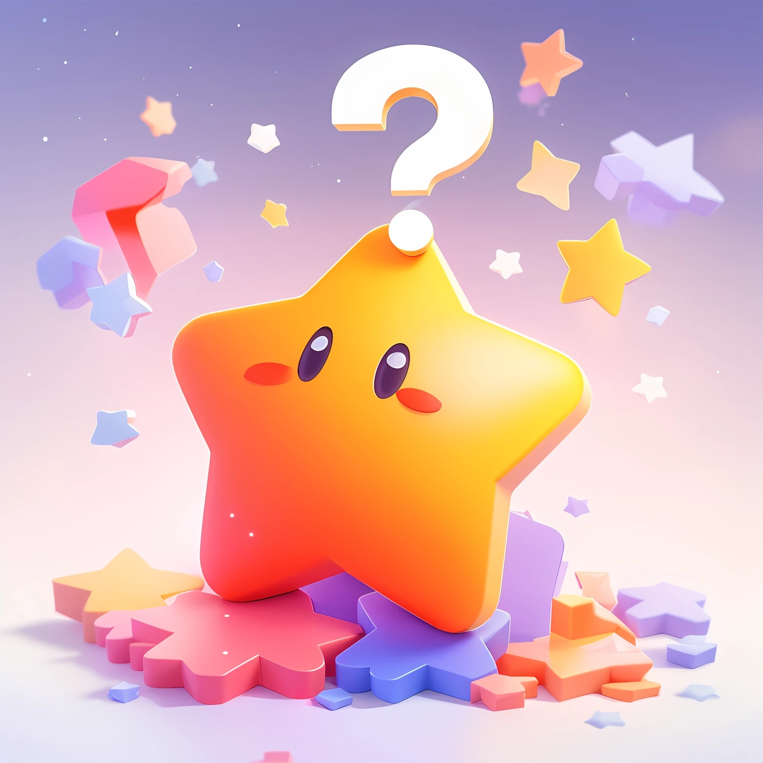 There is a star on it,Jump on coupons, 3 d icon for mobile game, cute 3 d render, stylized as a 3d render, Stylized 3 D, Game illustration, question mark, game icon stylized, 2D illustration, 2 d illustration, stars, video game render, nintendo game art, 2. 5 d illus