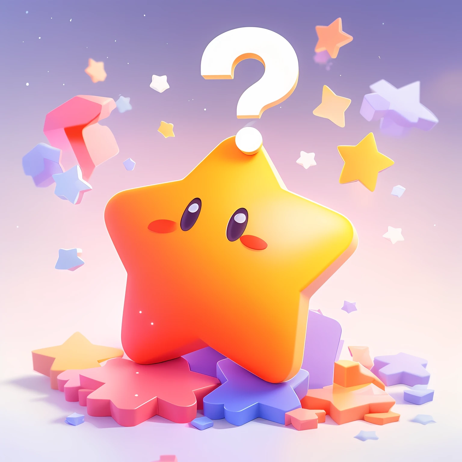 There is a star on it,Jump on coupons, 3 d icon for mobile game, cute 3 d render, stylized as a 3d render, Stylized 3 D, Game illustration, question mark, game icon stylized, 2D illustration, 2 d illustration, stars, video game render, nintendo game art, 2. 5 d illus