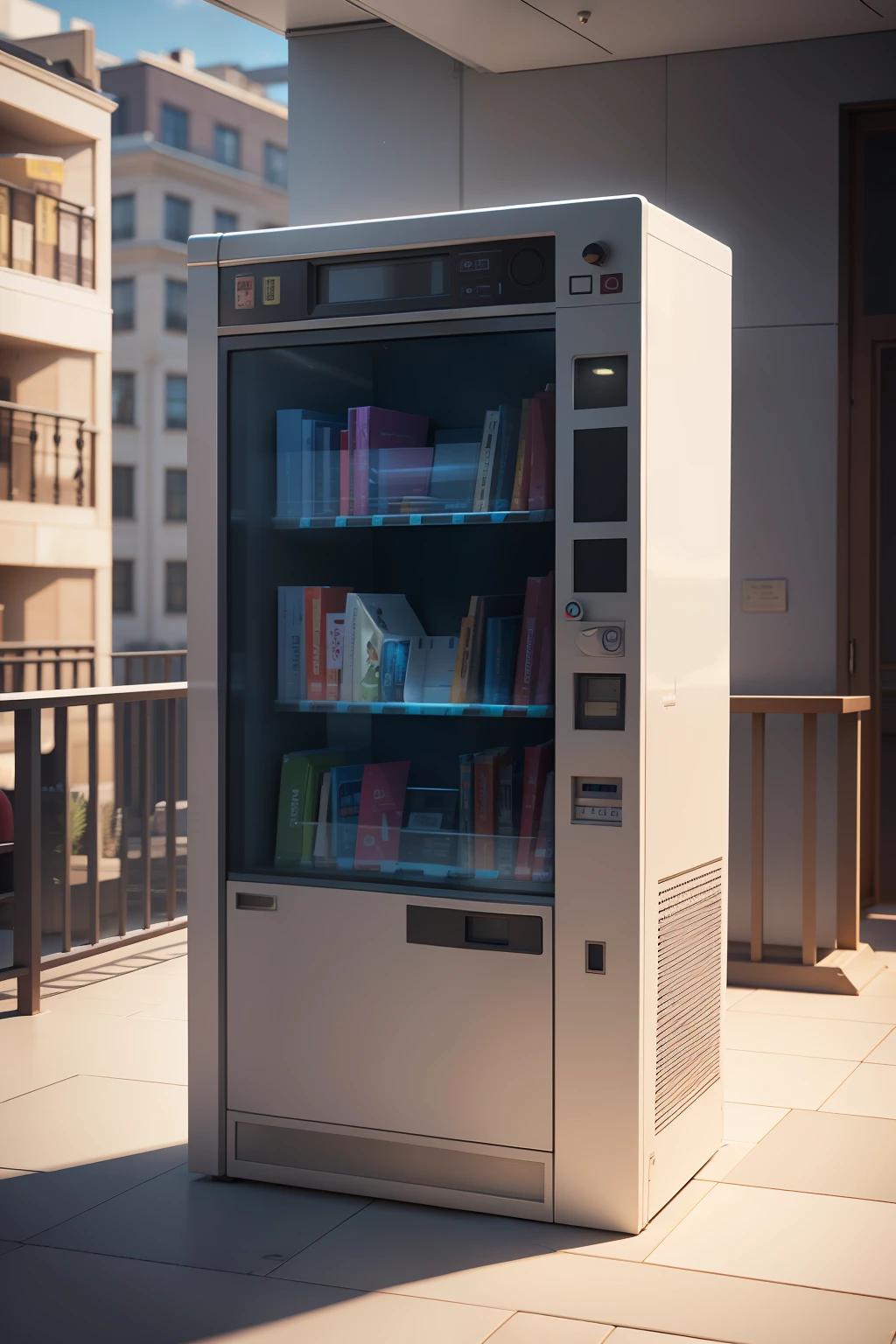 small library, vending machines,with 3d render, rendered in 3 dsmax,