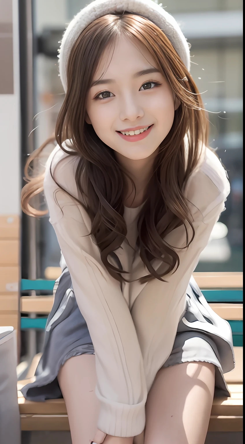 8K raw photos、Beautie:2.0、18year old、Korean Idol、cute little、slim figure、beautiful eyes finely detailed、Meet at the station platform、Perfect eye makeup、((A smile:1.6))、Beautiful and thin legs、(chestnut-colored hair)、Medium Hair、fluffy hair、parka、s lips、laugh、realisitic、a picture_\(Curly\)、独奏、(masterpiece)、Photorealsitic:1.9、dynamic ungle、(Photorealsitic:1.3)、ultra-detailliert、(high detal)The skin:1.2)、(top-quality:1.0)、(超A high resolution:1.0)、(Orchan-6500:0.3)、Wavy detailed hair、length hair、rays of sunshine、(Beautiful detailed makeup)、(sexual excitement、red blush、Rough breathing:1.0) )、((Highly sexual))