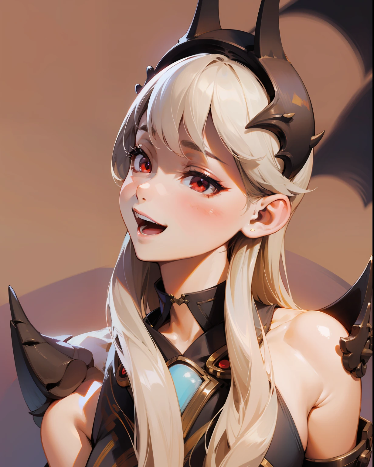 Fantastical、Fantastic background、kawaii、red eyes、detaileds、ultra-detailliert、Smile with open mouth