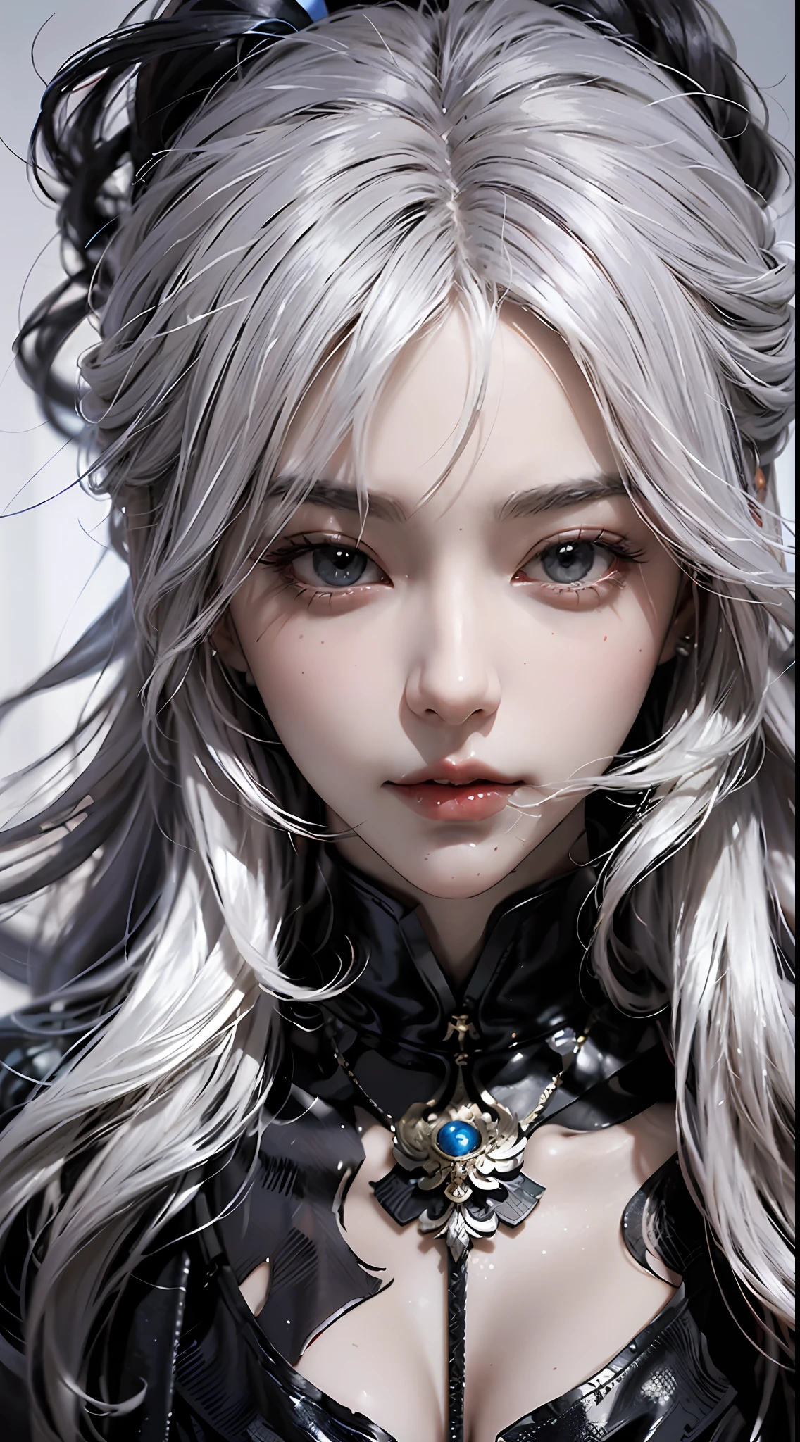 a close up of a person with white hair and a sword, white haired deity, with white long hair, with long white hair, artwork in the style of guweiz, white haired, guweiz, handsome guy in demon slayer art, beautiful character painting, by Yang J, white-haired, guweiz on pixiv artstation, anime character