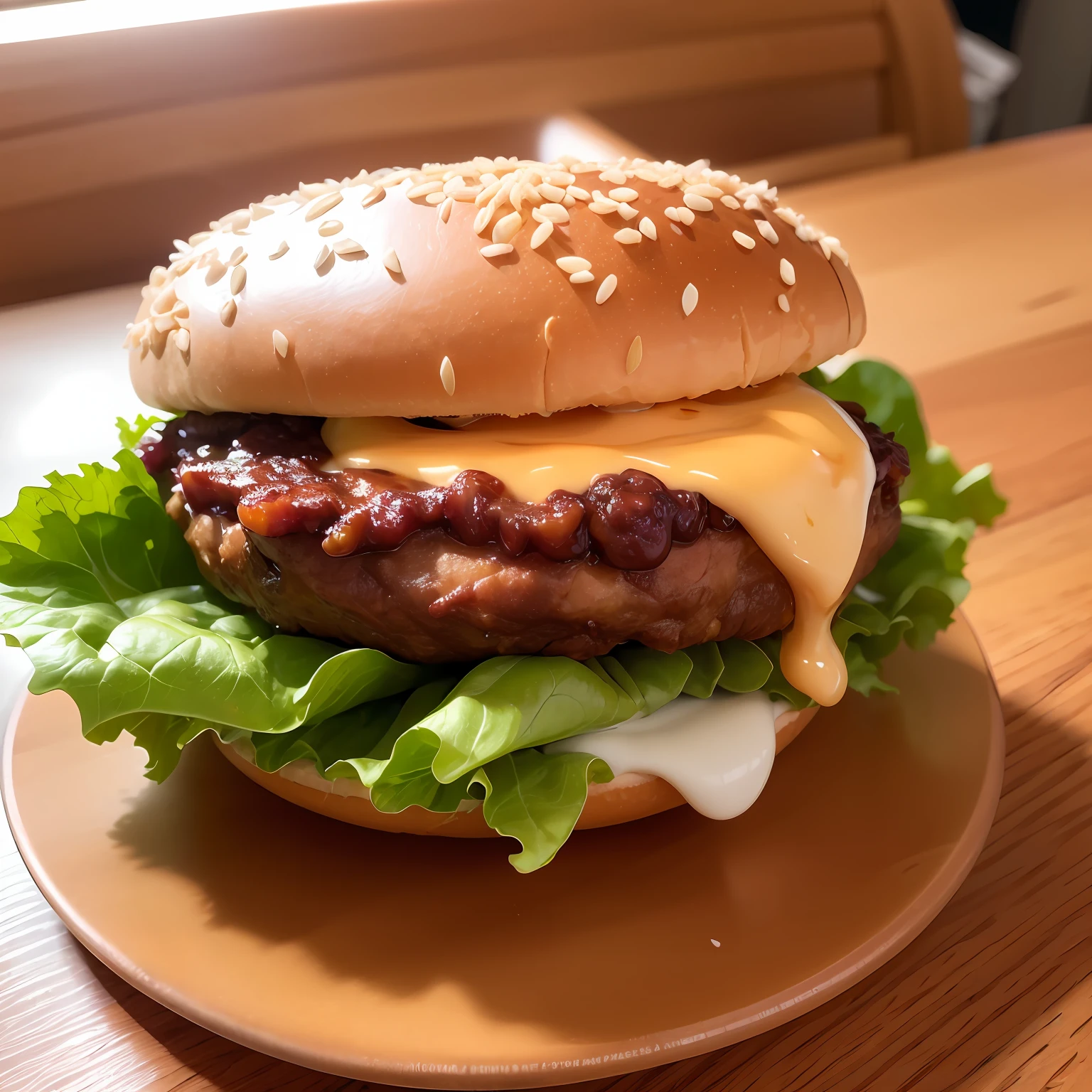 best quality, ultra high res, (photorealistic:1.4), ultra-detailed,incredibly detailed, foil package, big mac, fried meat, wet lettuce, melting cheese, mc flurry mcd