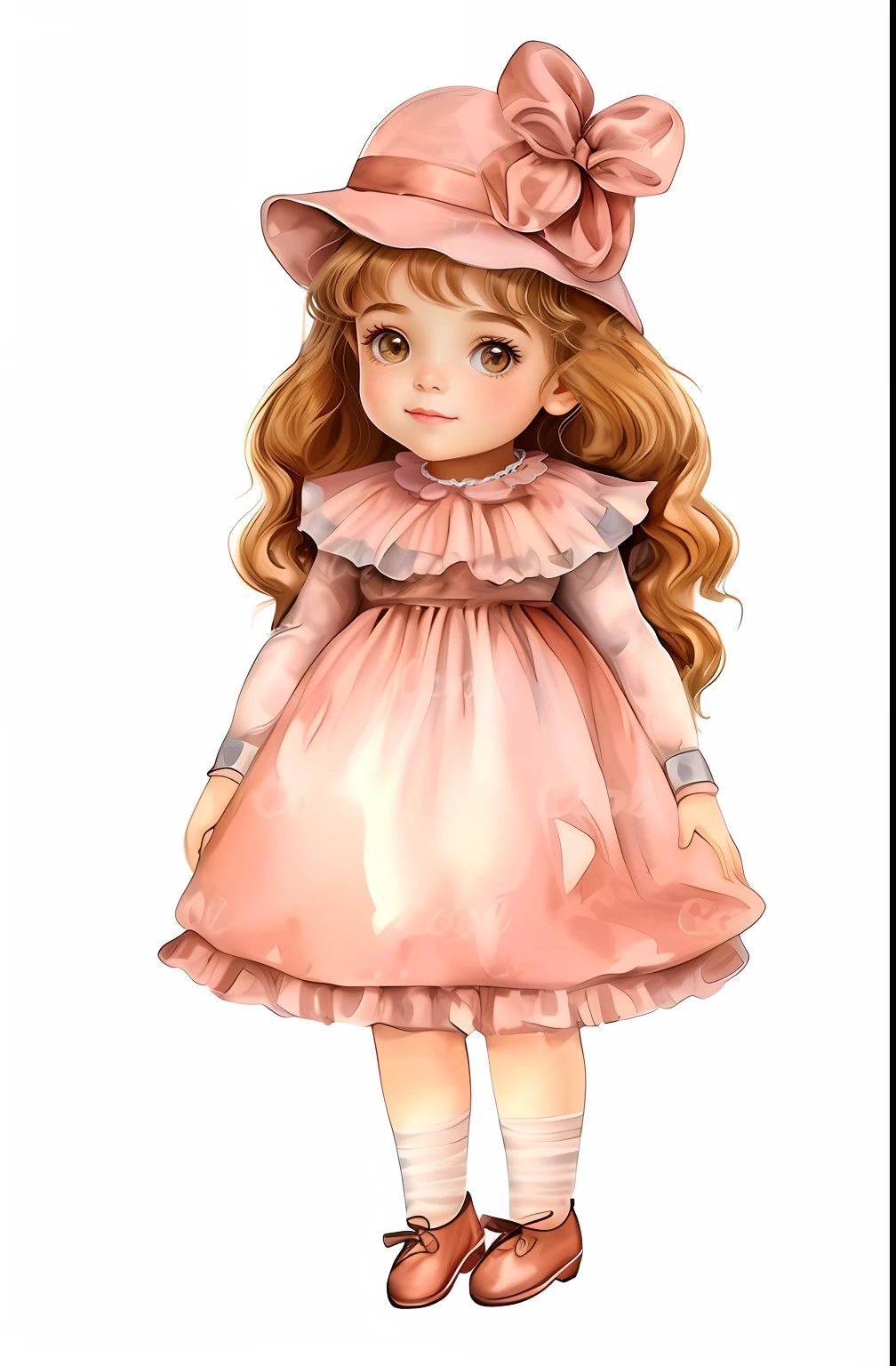 a drawing of a girl in a pink dress and hat, em um vestido, meninabonita, inspirado em Margaret Brundage, vestido com um vestido rosa, garotinha, menina bonitpo inteiro ou retrato, muito bonito e infantil, boneca vintage, menina bonito, Dirby: Marie Angel, menina cor-de-rosa, Lolistido, Directed by: ne Hamilton