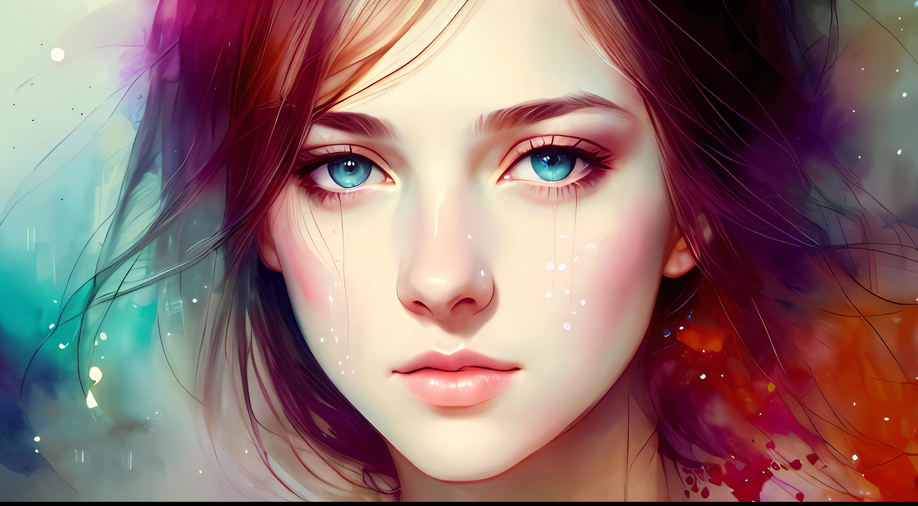 a woman by agnes cecile, luminous design, pastel colours, ink drips, autumn lights