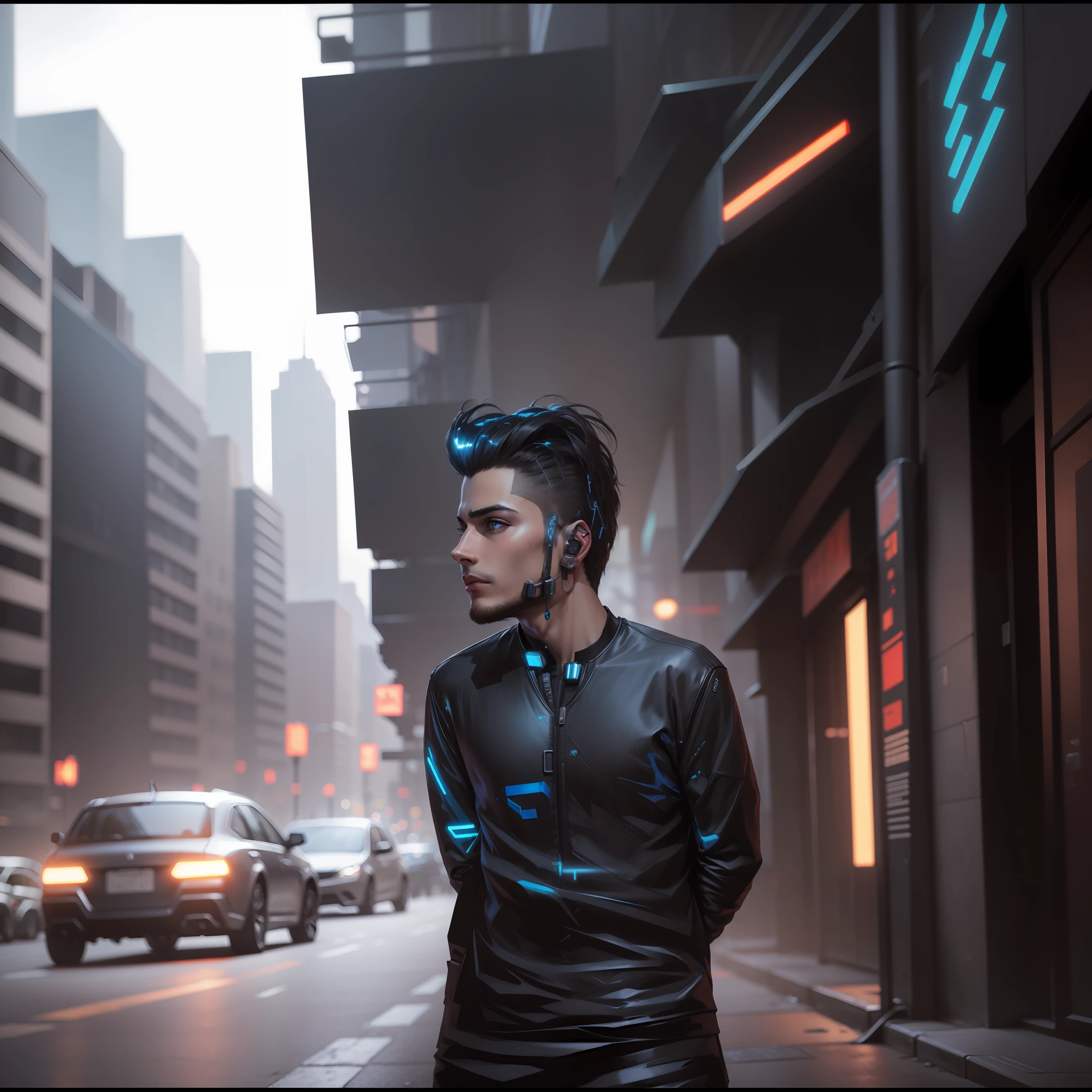 Change background cyberpunk handsome boy, realistic face,8k ultra realistic