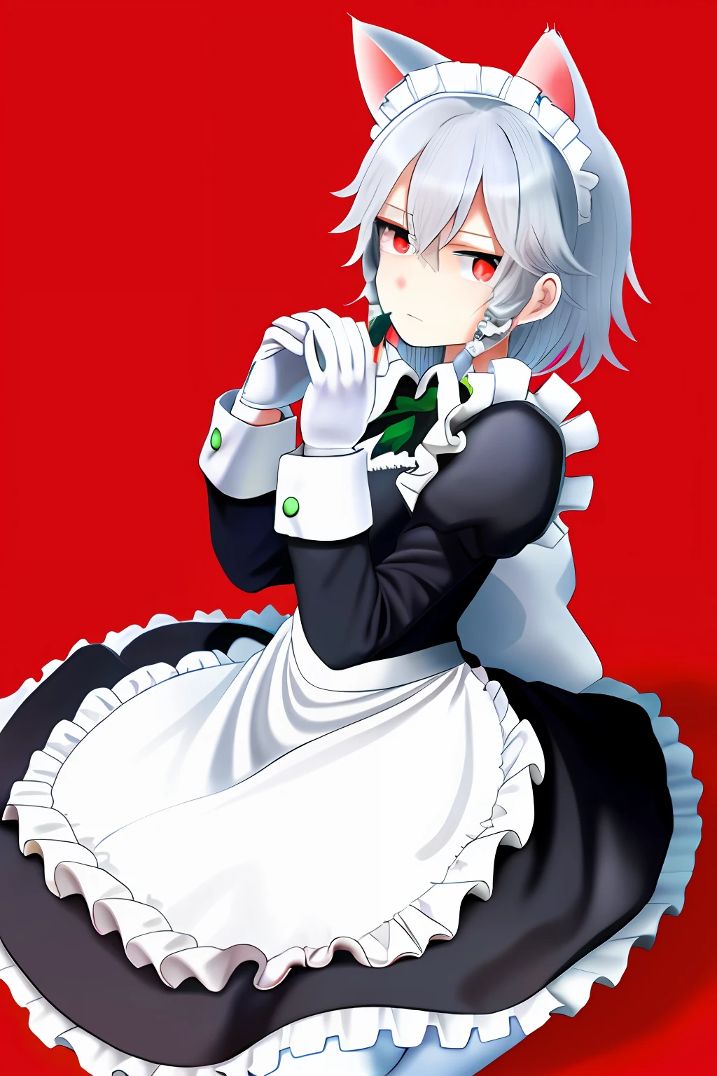 cat ear，White stockings，the maid outfit，grievance，weeping，cute little，binding，Bind your hands，