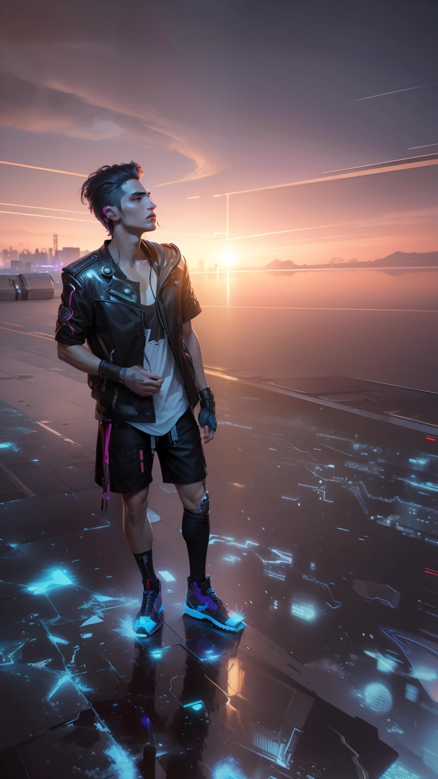 Change background cyberpunk handsome boy, realistic face, 8k,
