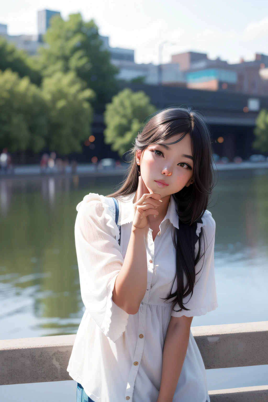 Help me make this girl look good,Background bokeh,The sky is going to have a lot of clouds