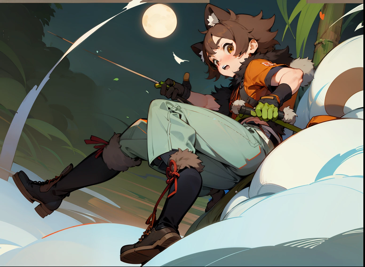 Tanuki Boy　Wearing gloves　Wearing boots