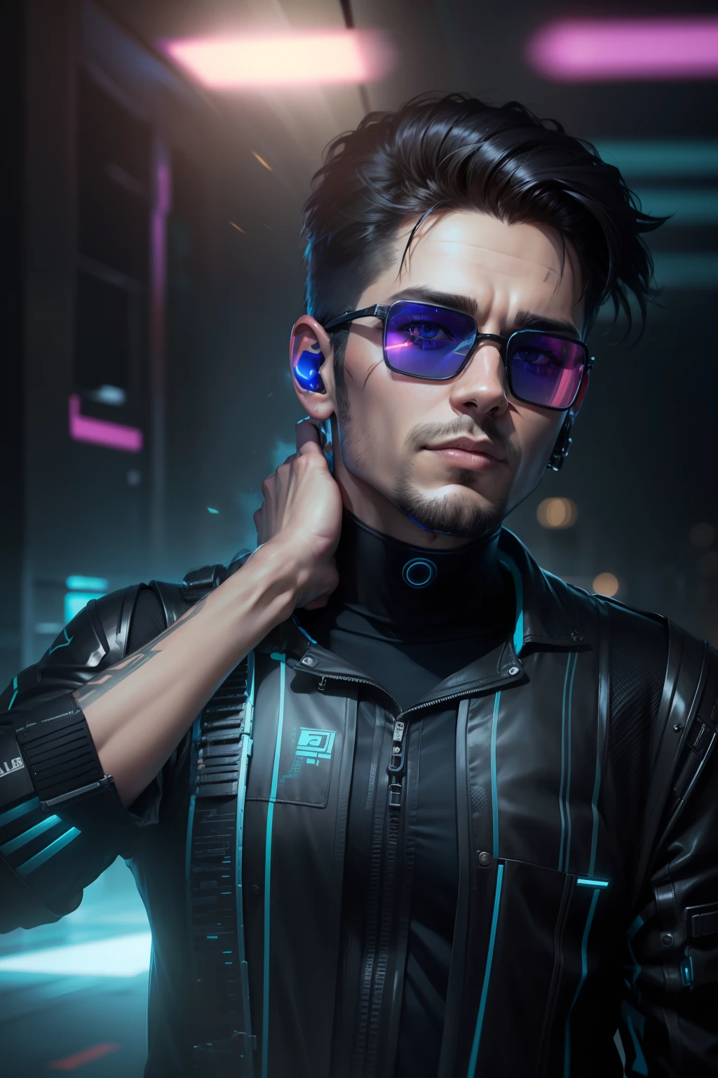 Change background realistic face cyberpunk handsome boy