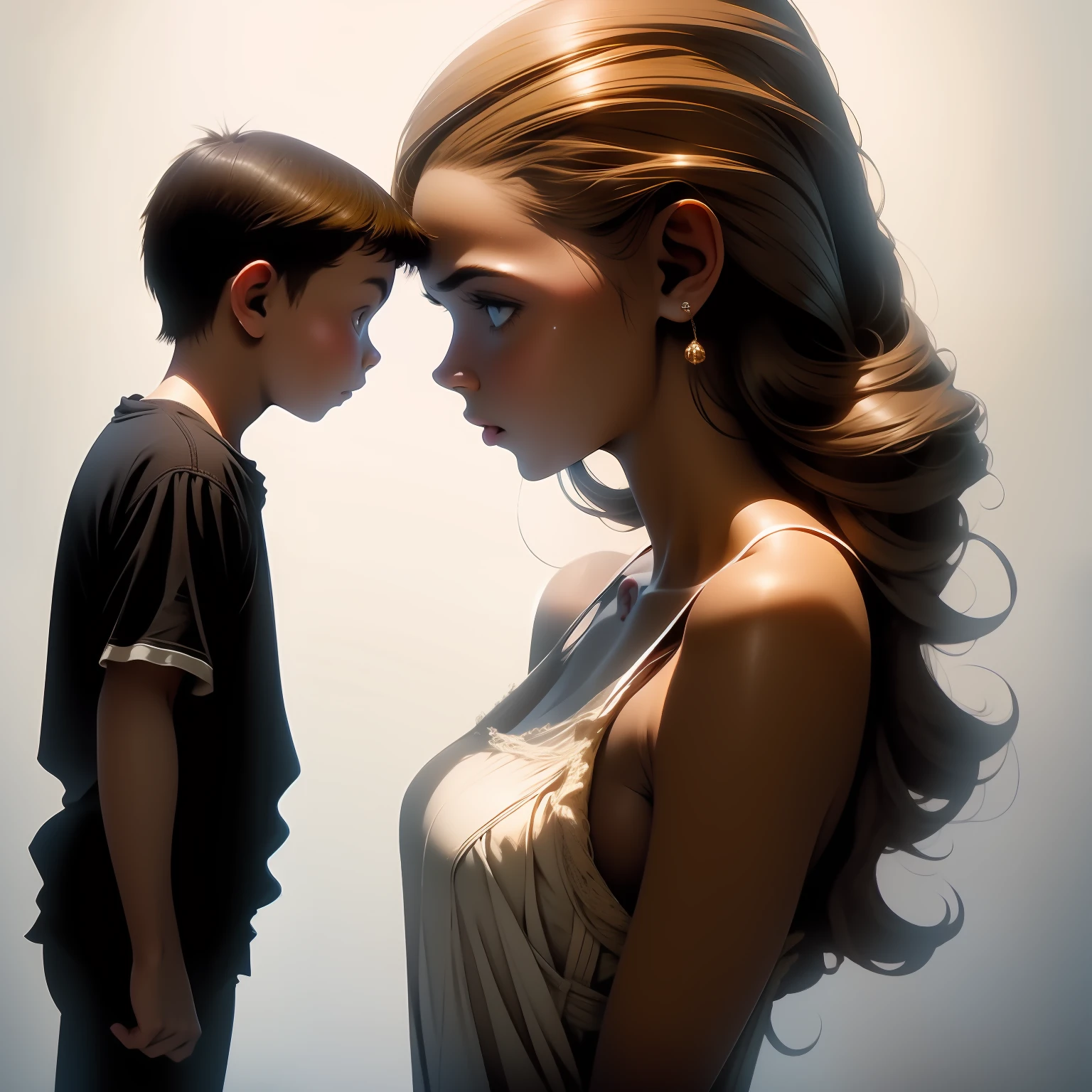 Tall girl teasing a small guy