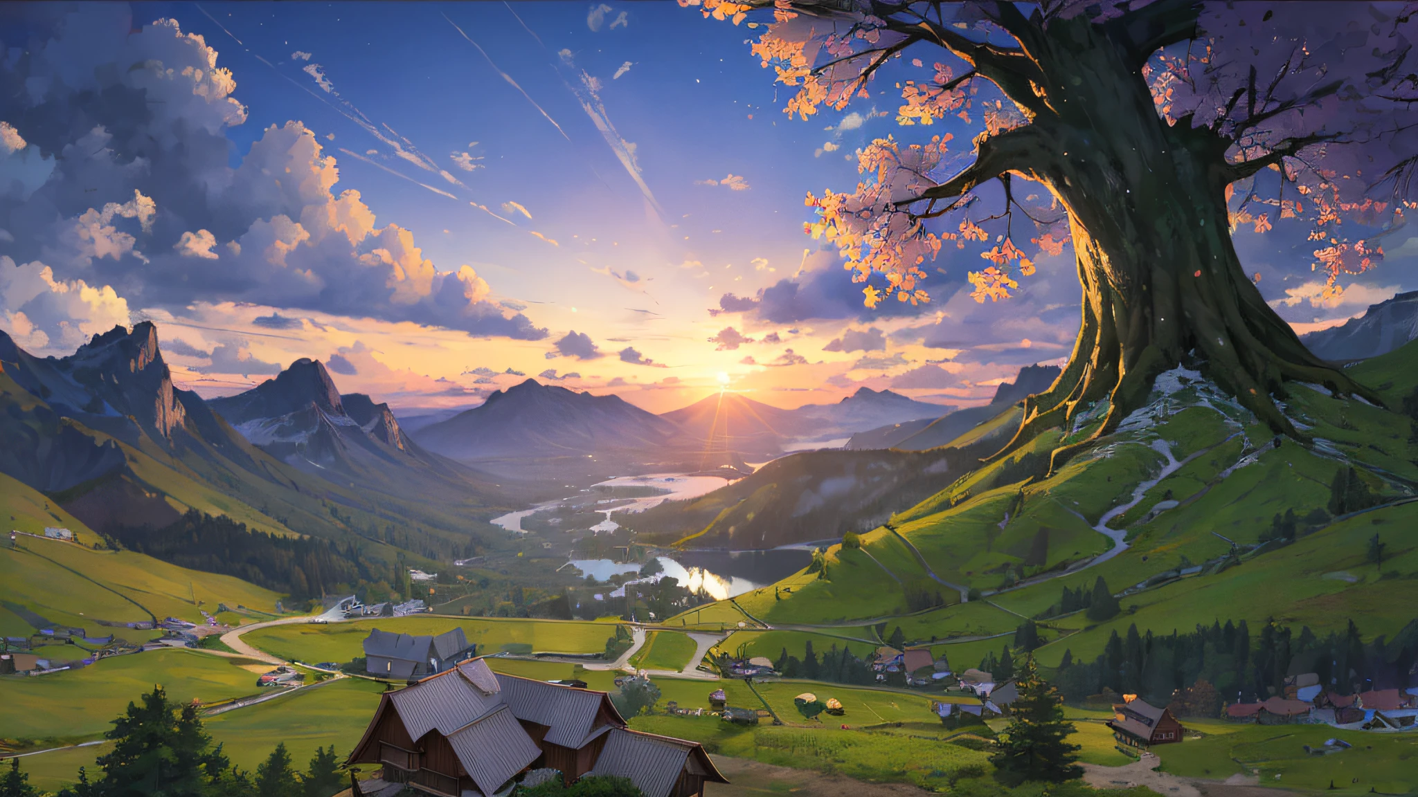 (Best quality), (masterpiece:1.3), (photorealistic:1.36), (realistic), ultra-detailed,, detail background, Kickelhahn is Mountain-like rocks on a hill, A quiet cabin, a boy looking out over the plain, the blue hours before dawn, silence, (Poetry written in a mountain hut"O'er all the hilltops Is quiet now, In all the treetops Hearest thou Hardly a breath, The birds are asleep in the trees, Wait, soon like these Thou too shalt rest."),