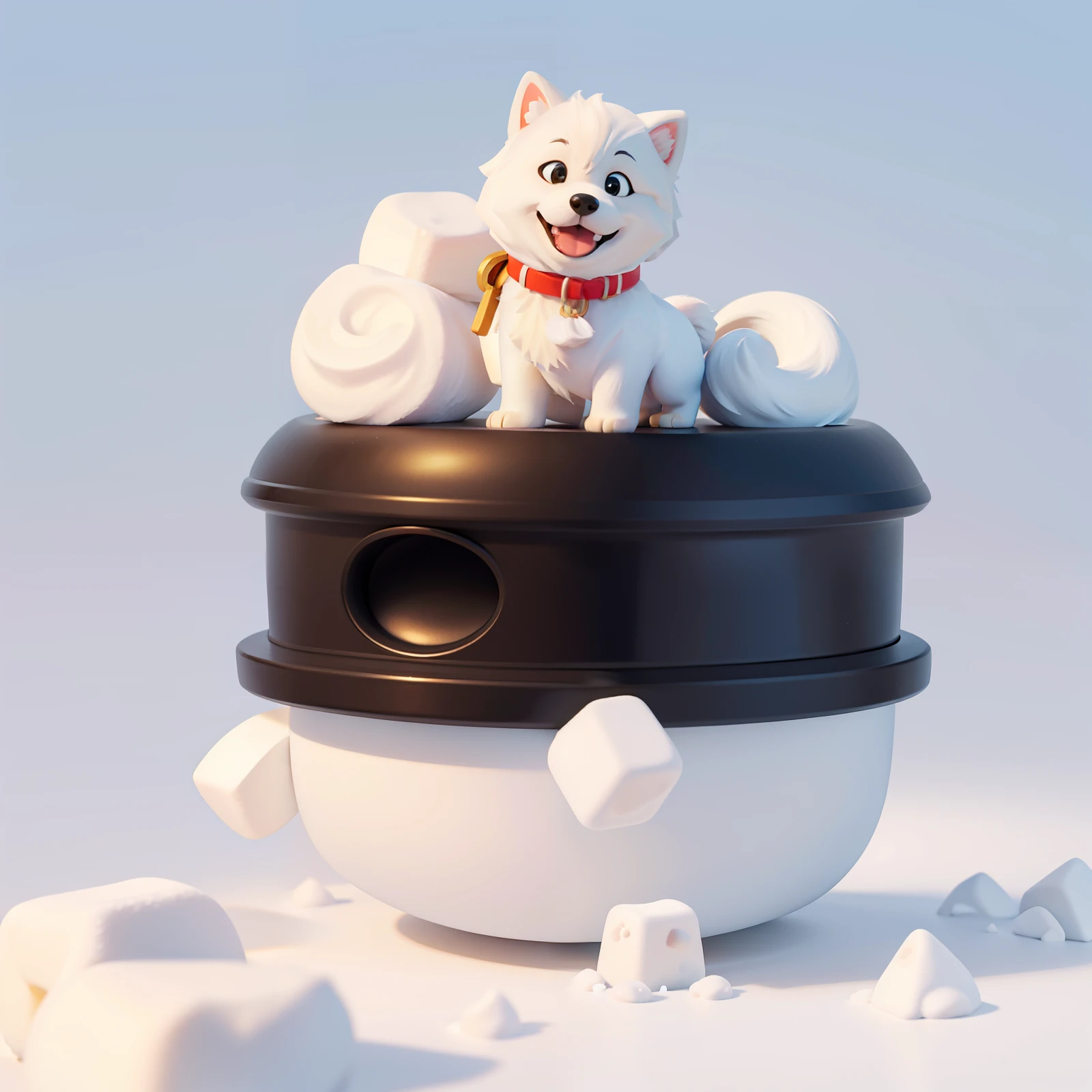 Cartoon dog sitting on the ground,solid color backdrop,kawaii cute dog,Sled dogs,Samoyed,Cute dog,Shiba dog,Chinese dogs,Snow dogs,Samoyed fluffy,doggy,White puppy,Samoyed,cute single animal,,logo,O logo,White marshmallows,adolable,quadratic element,Cartoony,Superior color,Clean background,Whole body whole,Relative direction,No other background decorations,The eyes are clean and charming,Dumb cute,intriguing,Cool tide,No bangs,There is a body,There are bibs,has a tail,Has four legs,4K,1080p