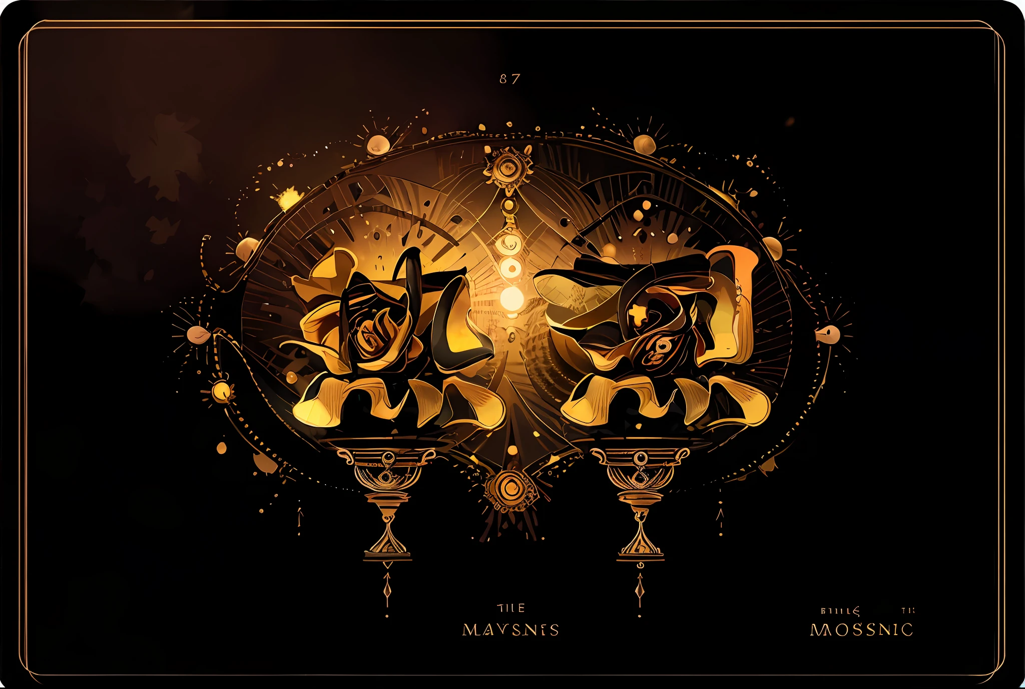 realistic, (best quality, masterpiece:1.3), golden rose ,soul card, line, light particles, no humans,