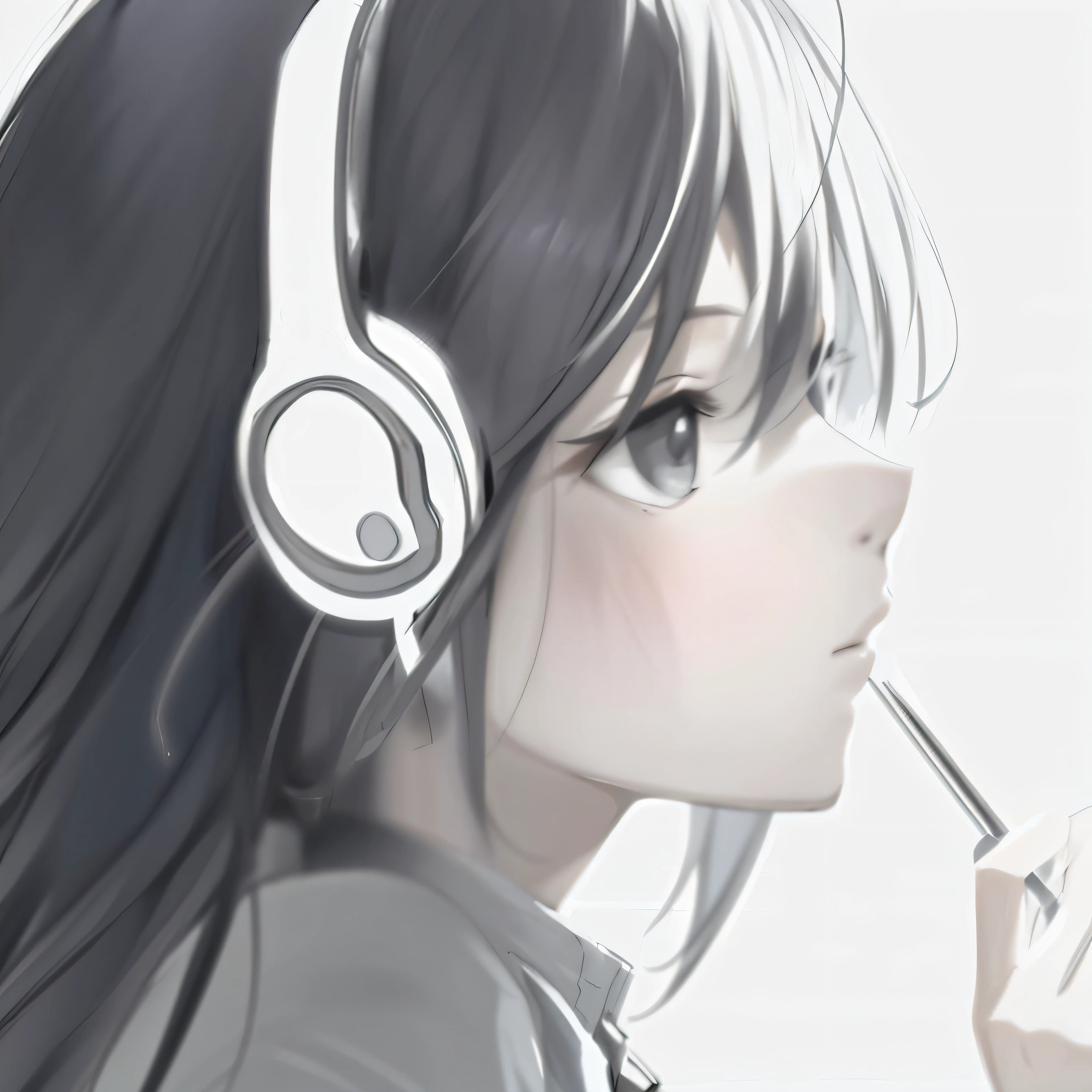 Anime girl with headphones and pencil in mouth, anime girl profile, nightcore, with headphone, digital manga art, Smooth anime CG art, Digital anime illustration, Digital anime art, Earphone, Anime girl, anime vibes, Soft anime illustration, anime peripheral, style of anime4 K, Kuvshinov, anime lover, Guviz, anime sketch, Listen to music
