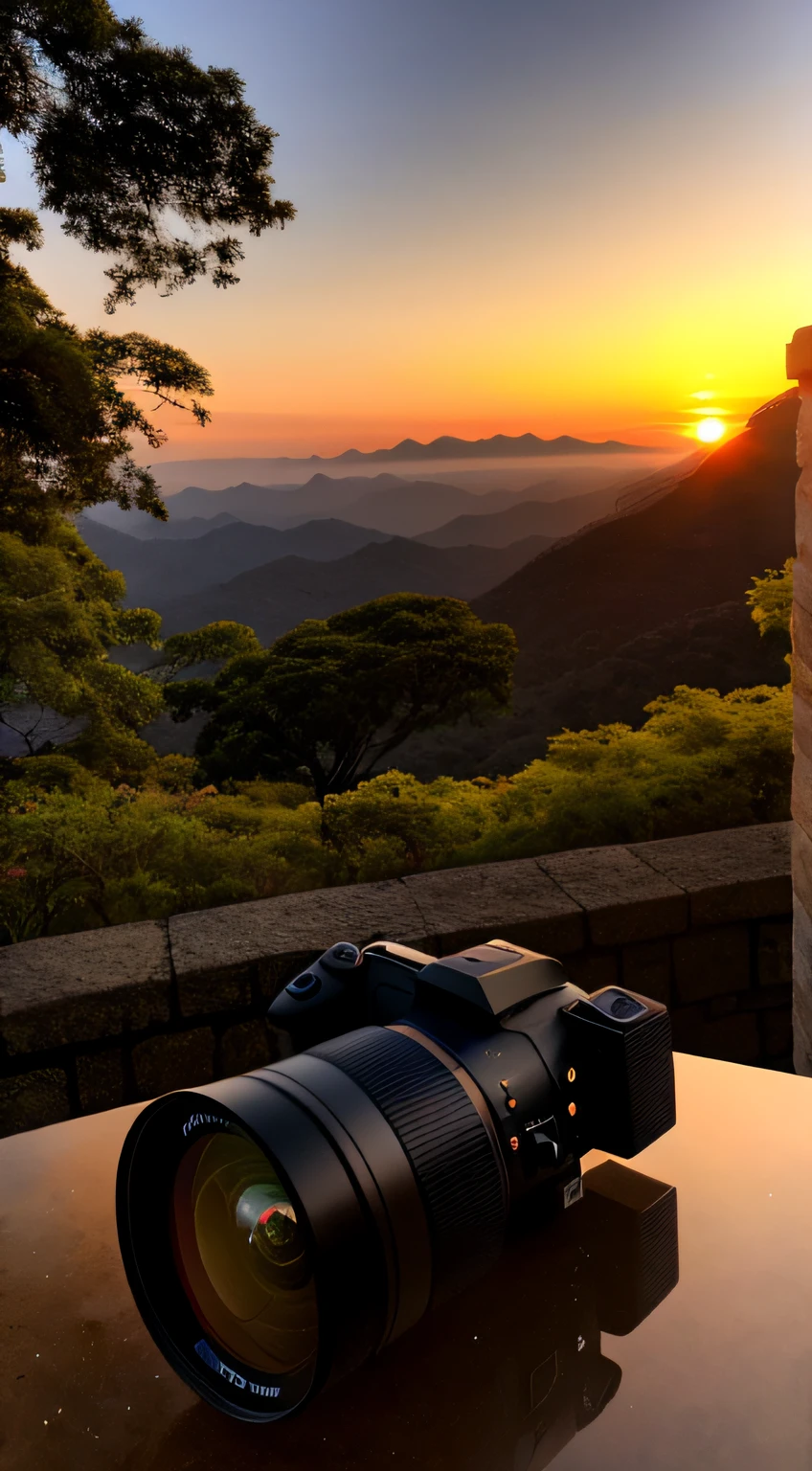 Sunset, evening glow, distant view, realistic, rich colors, gorgeous and colorful, wide-angle lens, shooting in the evening, positive film, naturalistic style, high-definition filming.