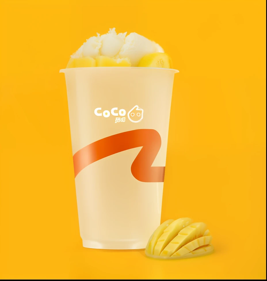 Close-up of a cup of ice cream,Bananas next to it, goto fujita, mangoes, cocroach, gogo : :, slush, 🐿🍸🍋, gogo, promo image, gongbi, slush)), octa 8k, Lodge, CGCOSIETY, Satoru Gojo, with a soft